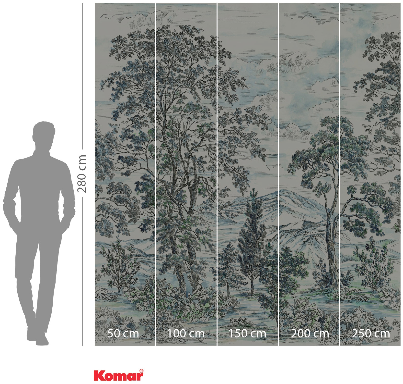 Komar Vliestapete »Digitaldruck Vlies -  Highland Trees - Größe 250 x 280 cm« bedruckt glatt Wohnzimmer, Schlafzimmer