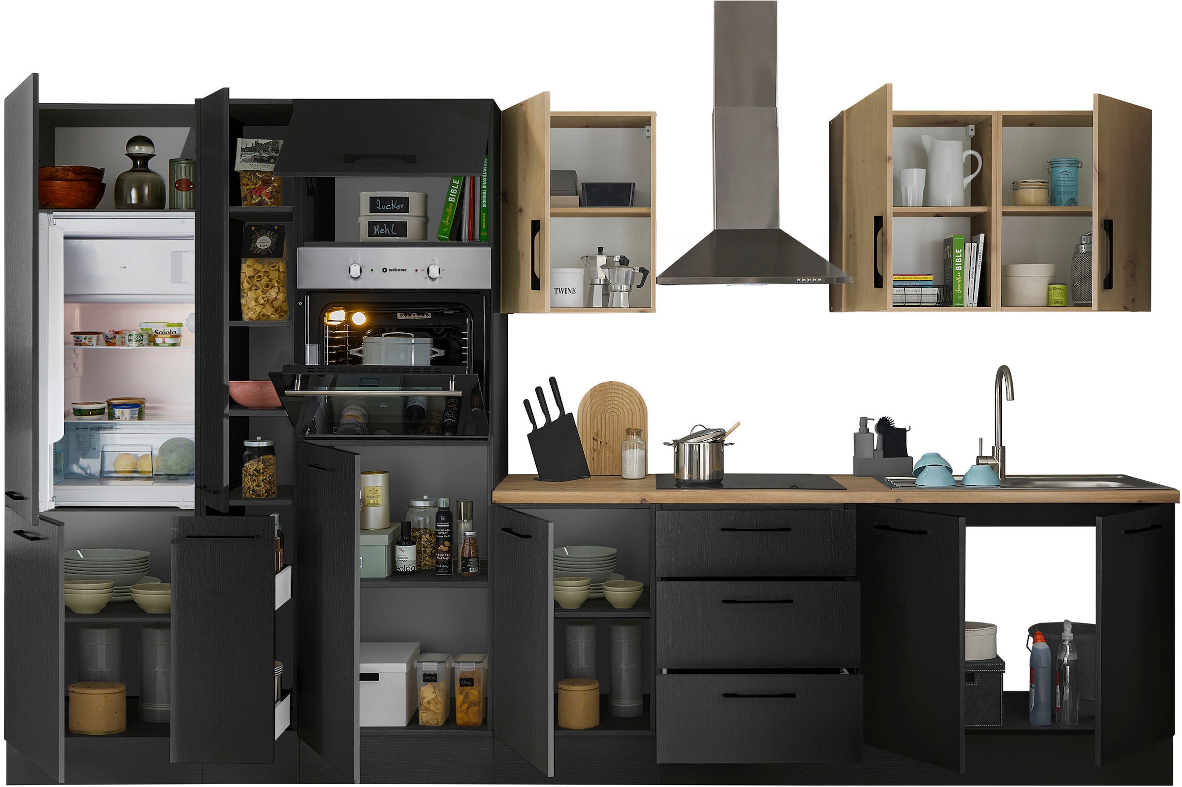 BASIC by Balculina Küchenzeile »Turin«, Breite 360 cm, wahlweise mit E-Geräten