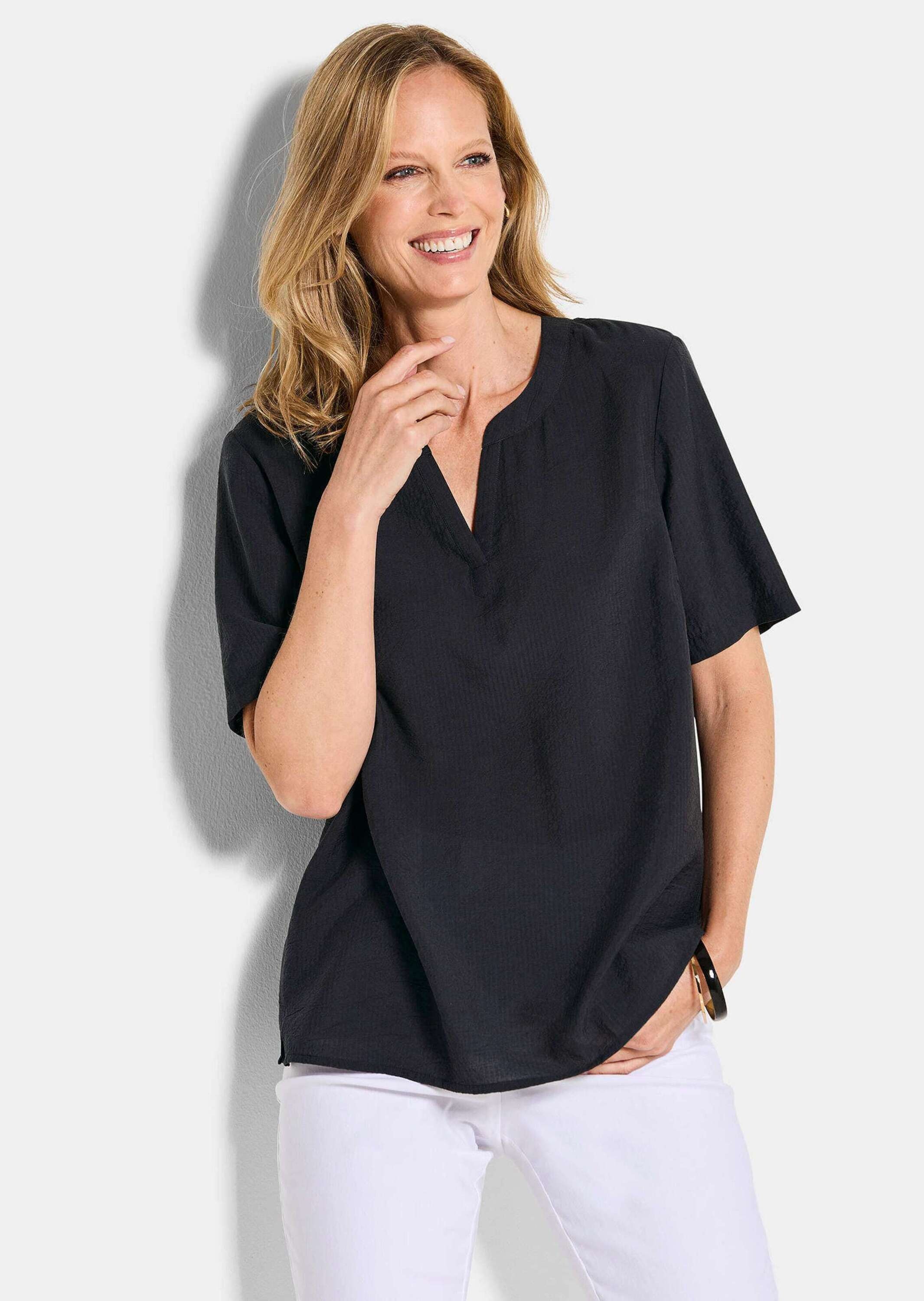 Thumbnail - GOLDNER Schlupfbluse "Kurzgröße Blusenshirt mit feiner Streifenstruktur" figurschmeichelende Schnittführung