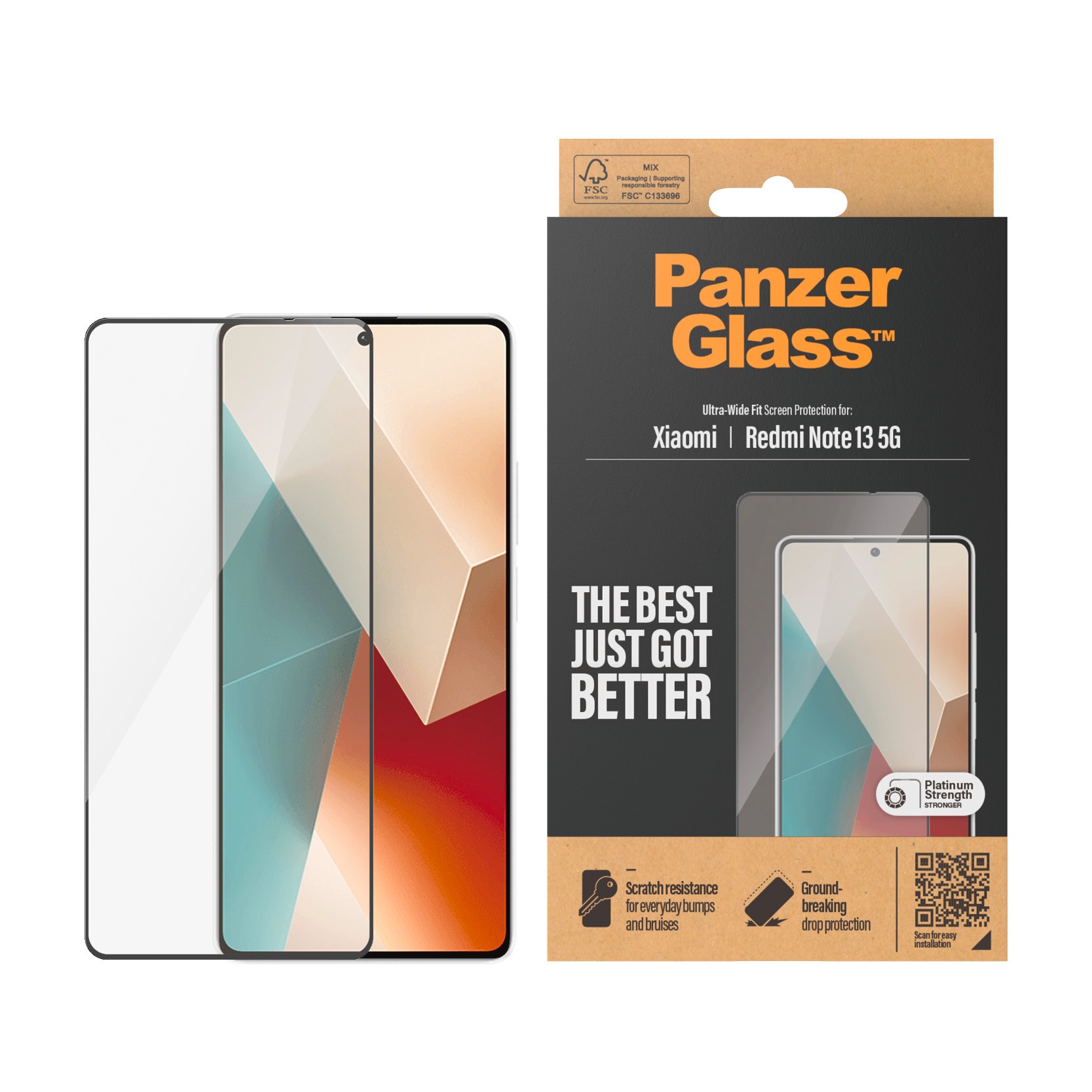 PanzerGlass Displayschutzglas »Ultra Wide Fit Screen Protector«, für Xiaomi Redmi Note 13 5G,...