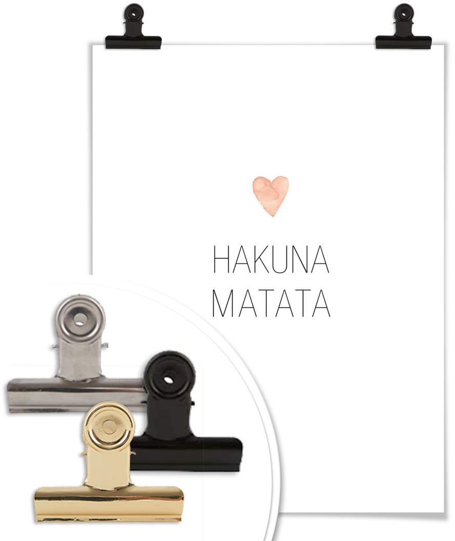 Wall-Art Poster »Hakuna Matata«, Schriftzug, (1 St.), Poster ohne Bilderrahmen