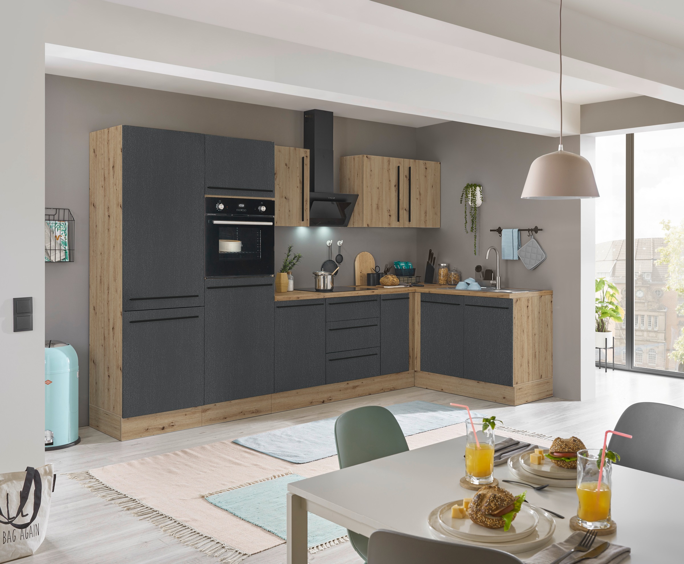 KOCHSTATION Winkelküche »Florida, Stellbreite 330x165 cm«, wahlweise mit E-Geräten, mit Softclose für Türen und Schubkästen