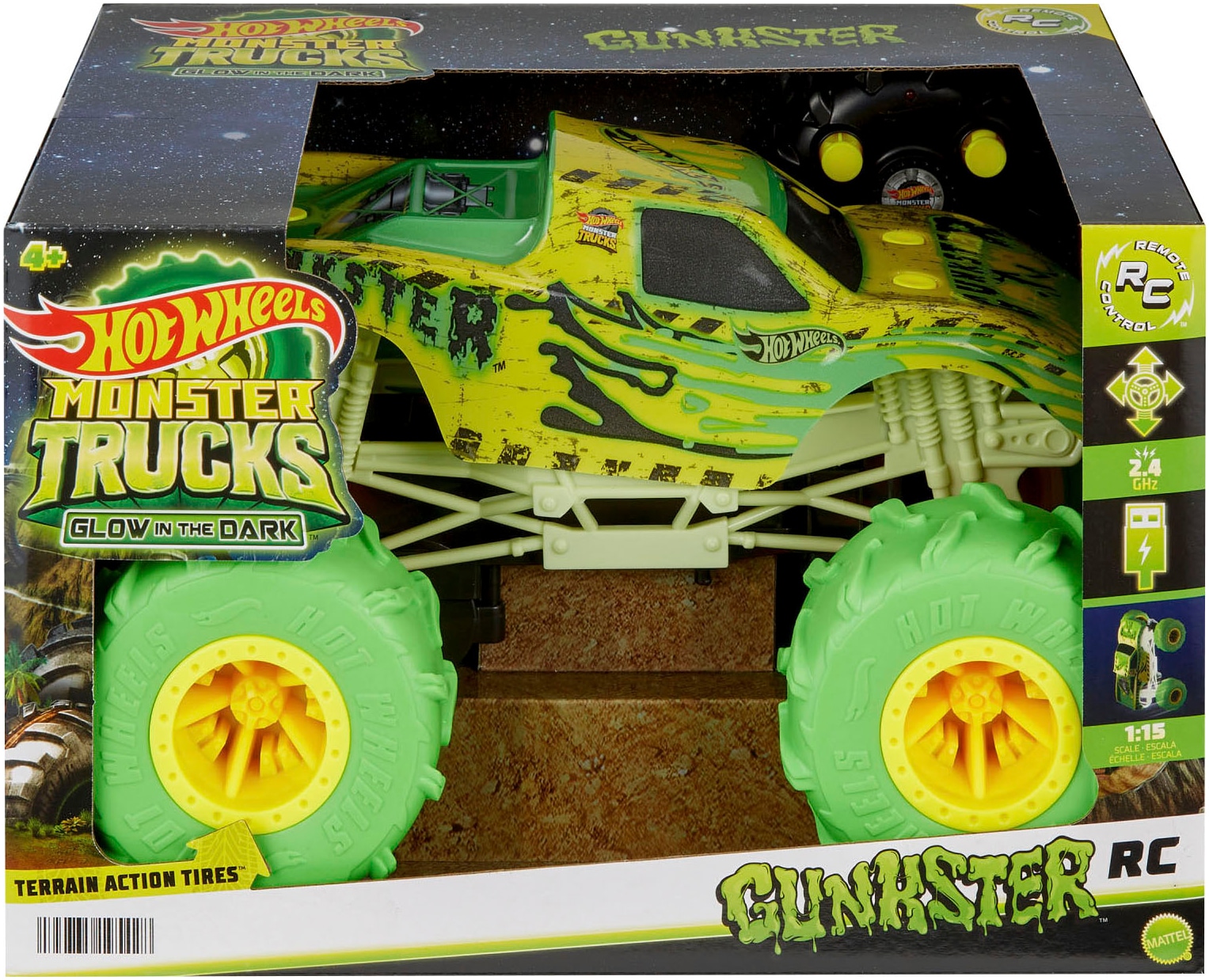 Hot Wheels RC-Monstertruck »Gunkster«, leuchtet im Dunkeln