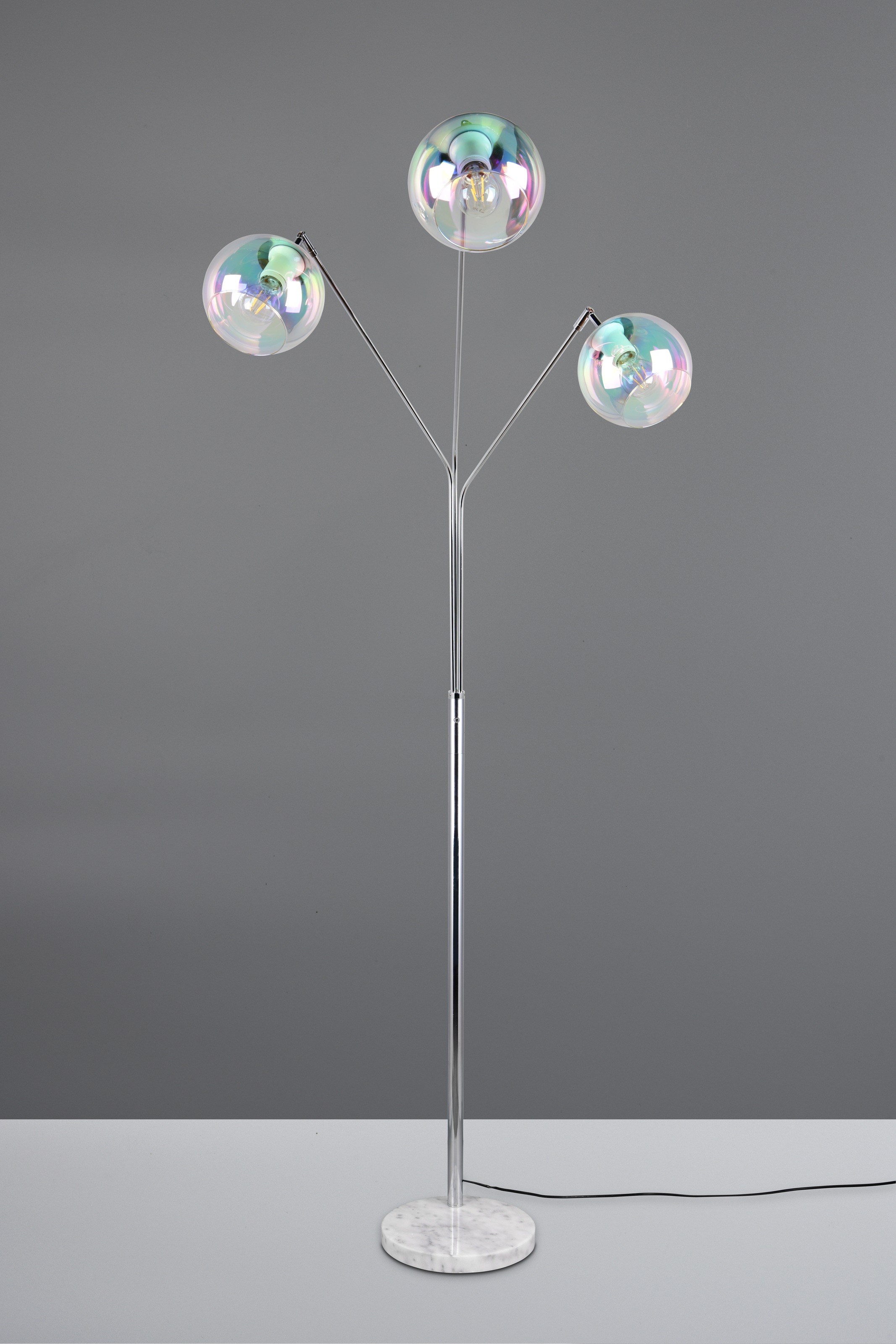 TRIO Leuchten Stehlampe »PAXTON, dreiflammige Stehleuchte, Glas Lampenschirme, Arme verstellbar«, 3 flammig, Leuchtmittel E27 | Leuchtmittel wechselbar, exkl. 3x E27 max 10W, Höhe 200cm Breite 67cm, Kippschalter, 2m Kabel