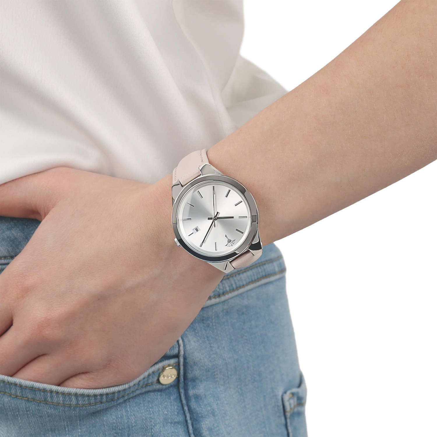 JOOP! Quarzuhr Armbanduhr, Damenuhr, Lederarmband, analog, Jahr, Monat