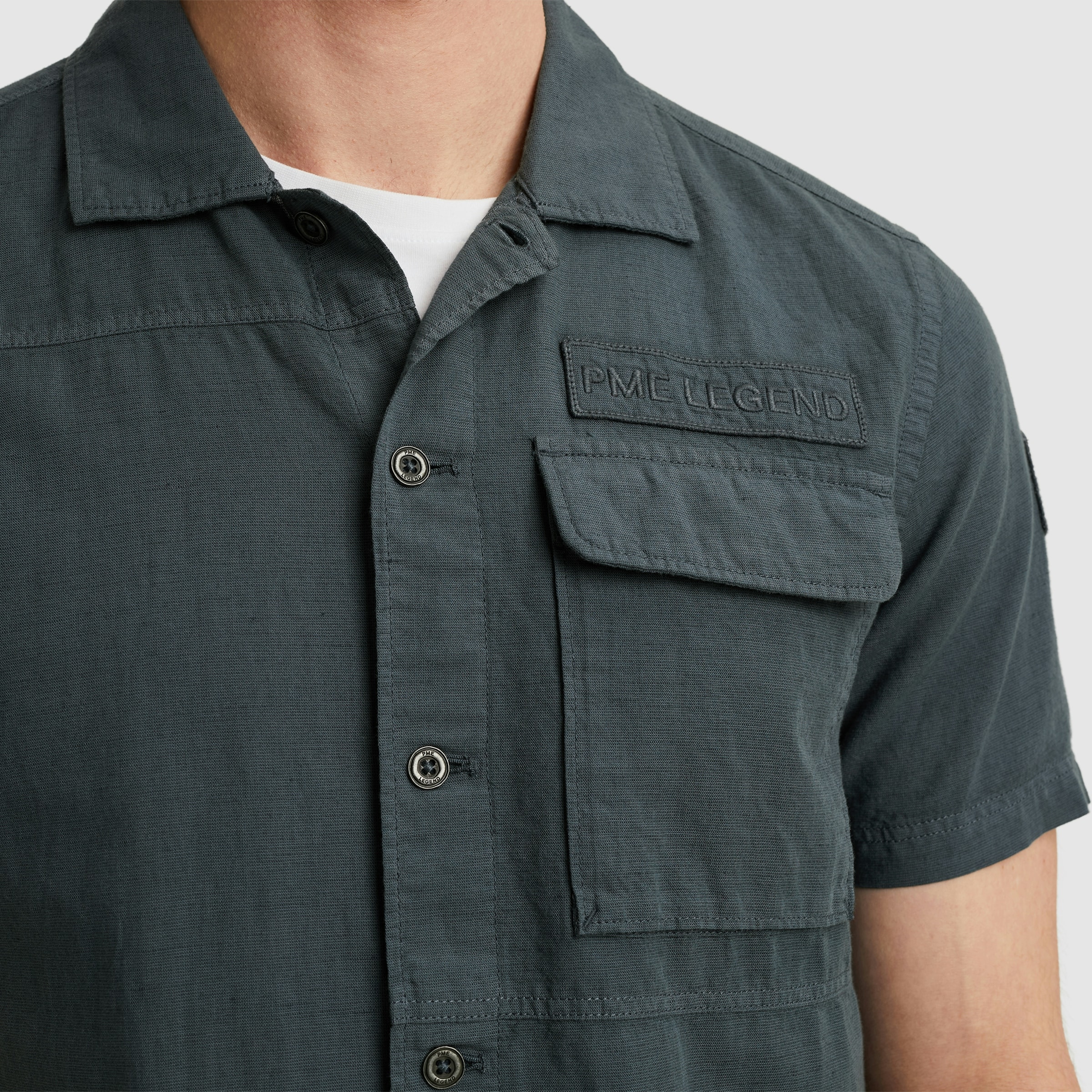 PME LEGEND Kurzarmhemd »Short Sleeve Shirt Ctn linen«, mit Leinenstruktur