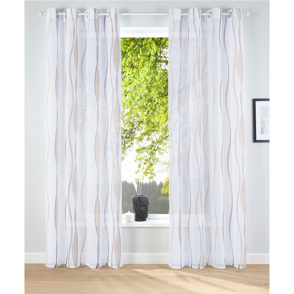 my home Gardine »Dimona«, (2 St.), 2-er Set, transparent, Voile, Polyester, Wellen