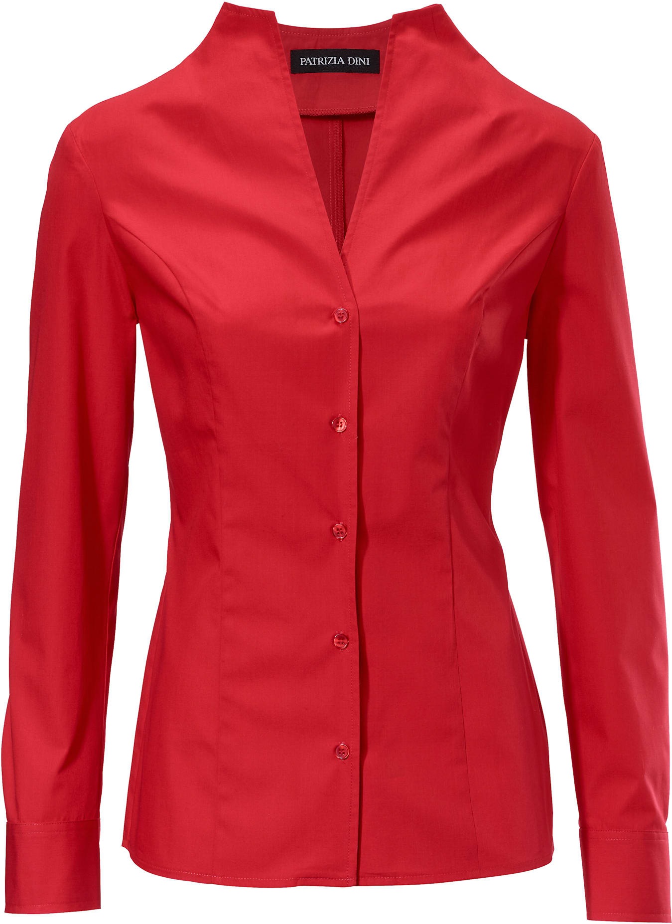 Langarmbluse HEINE, Damen, Gr. 44, rot, 97% Baumwolle, 3% Elasthan, unifarben, V-Ausschnitt, Blusen 3