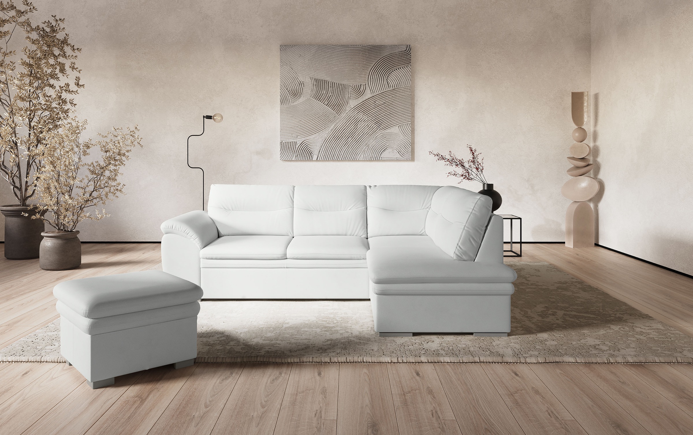 COTTA Ecksofa "Leandra L-Form" wahlweise mit Schlaffunktion & Bettkasten