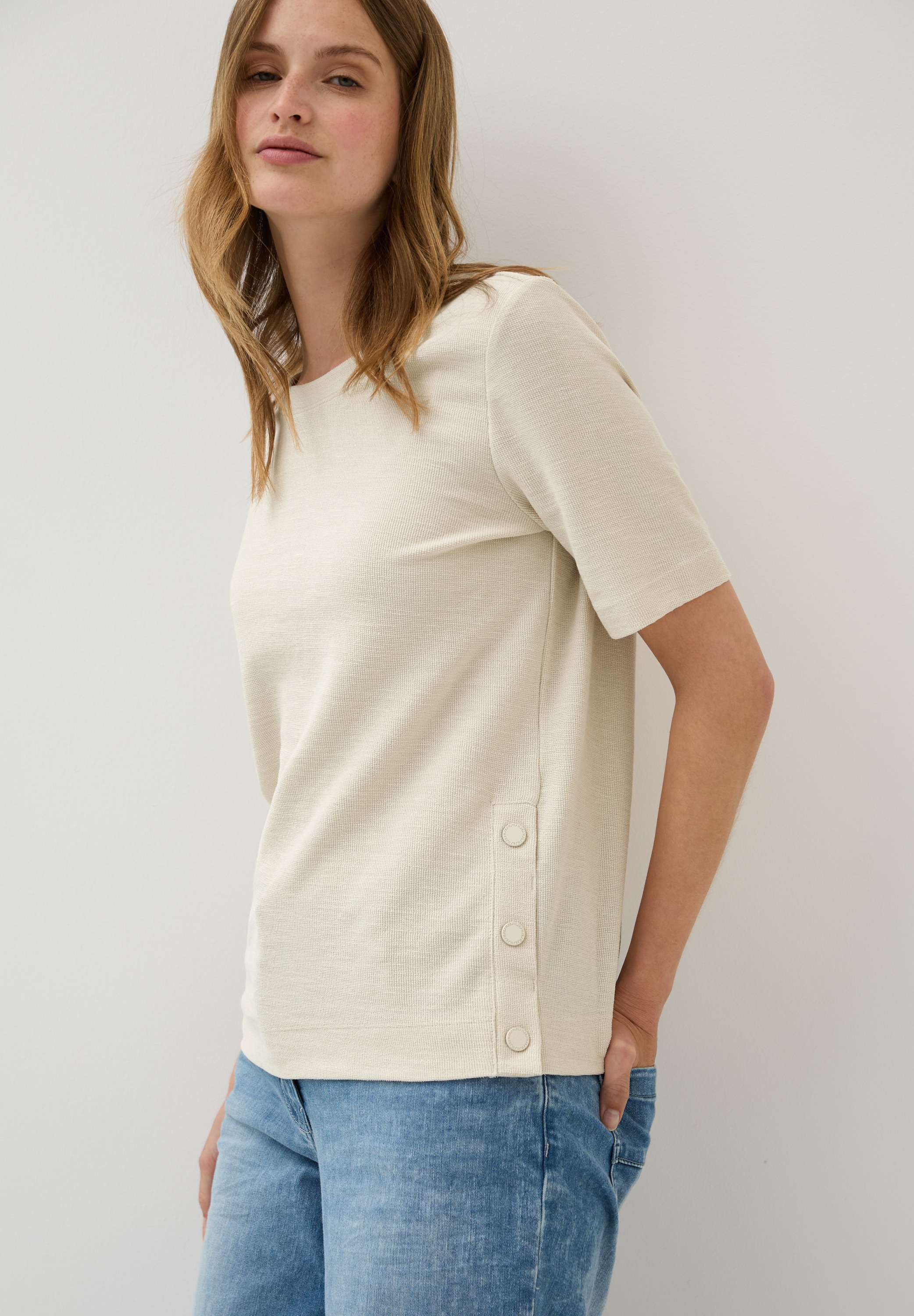 Cecil Rundhalsshirt, mit seitlichen Knopfdetails günstig online kaufen