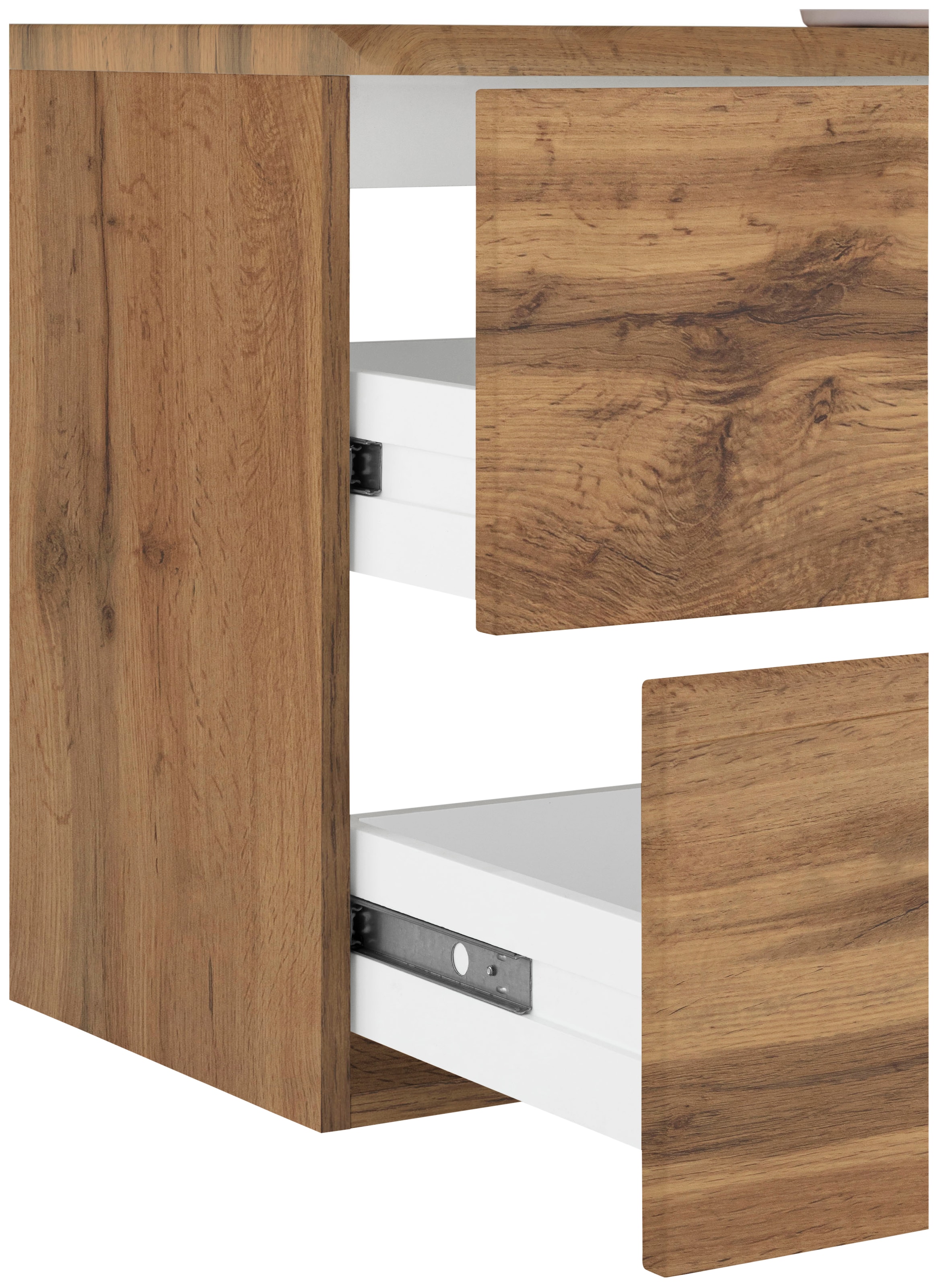 welltime Waschtisch, Badmöbel in Breite 100 cm, Waschplatz mit 2 Schubladen, Badschrank