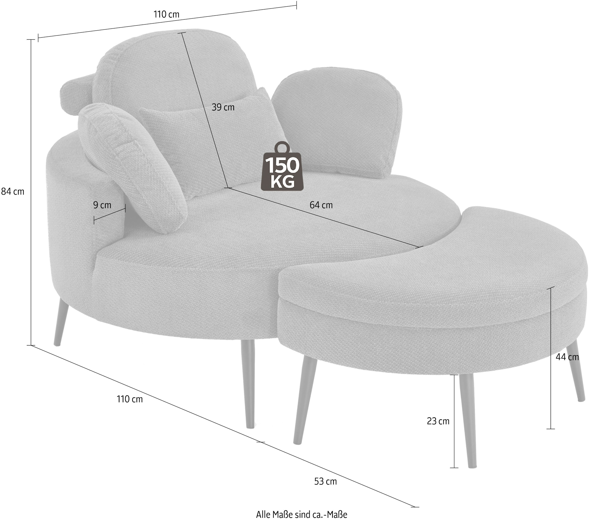 OTTO home Loveseat »Riko« Rückenstütze verstellbar, inklusive Stauraumhocker