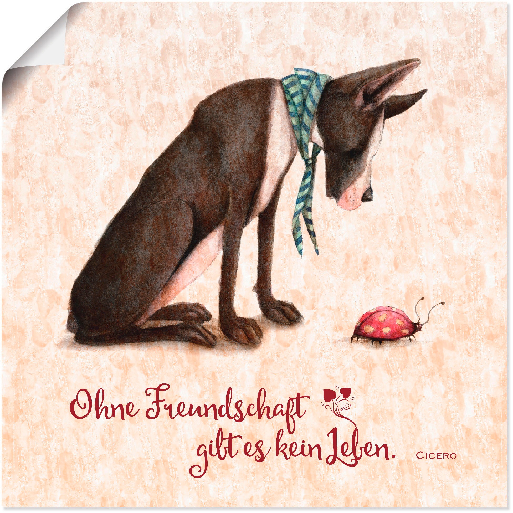 Artland Wandbild "Lebensweisheit Freundschaft", Tiere, (1 St.), als Alubild, Outdoorbild, Leinwandbild, Poster in versch
