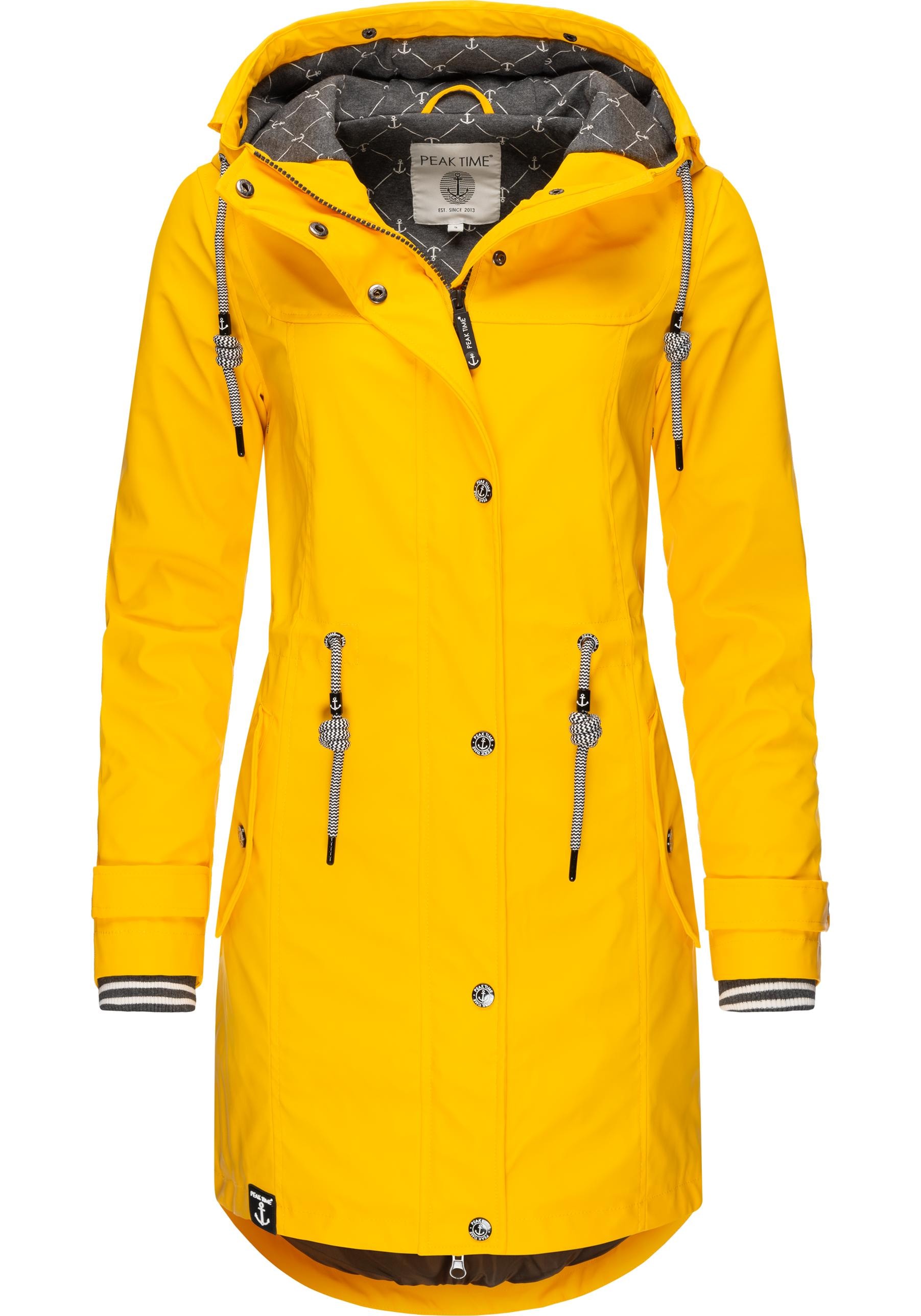 PEAK TIME Regenjacke "L60042", mit Kapuze, stylisch taillierter Regenmantel für Damen