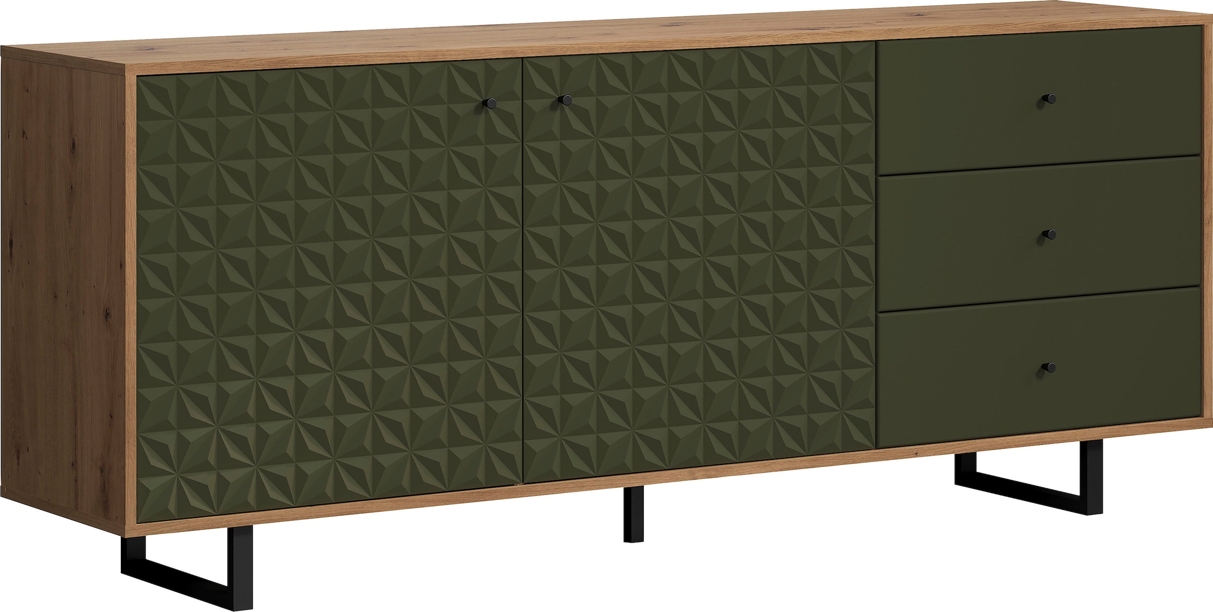 Home affaire Sideboard »Ferretti« Wohnzimmerkommode mit besonderer Fräsung und Füße/Griffe aus Metall