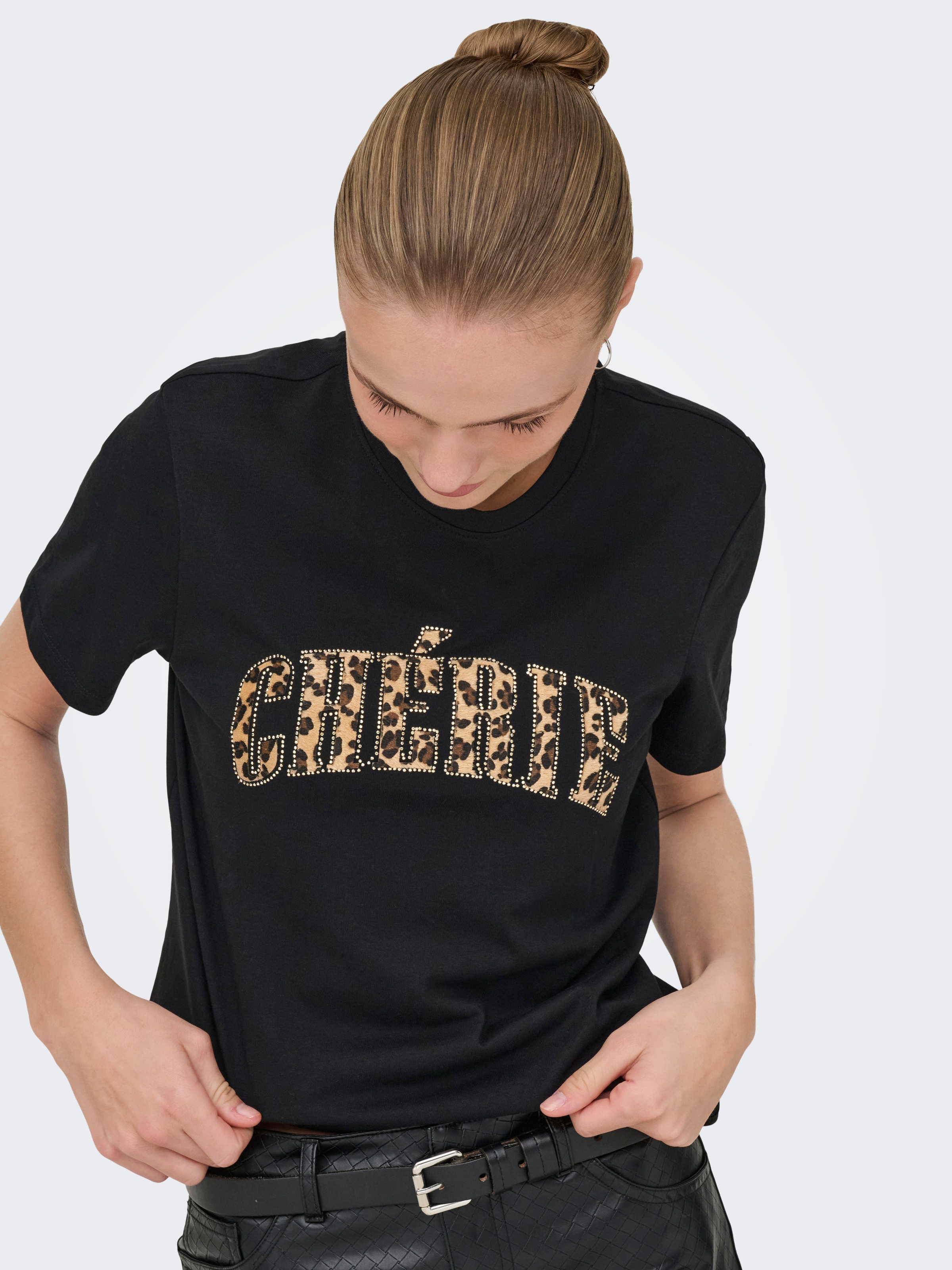 ONLY T-Shirt "ONLDITTE LIFE RHNSTN S/S ANIMAL TOP JRS" günstig online kaufen