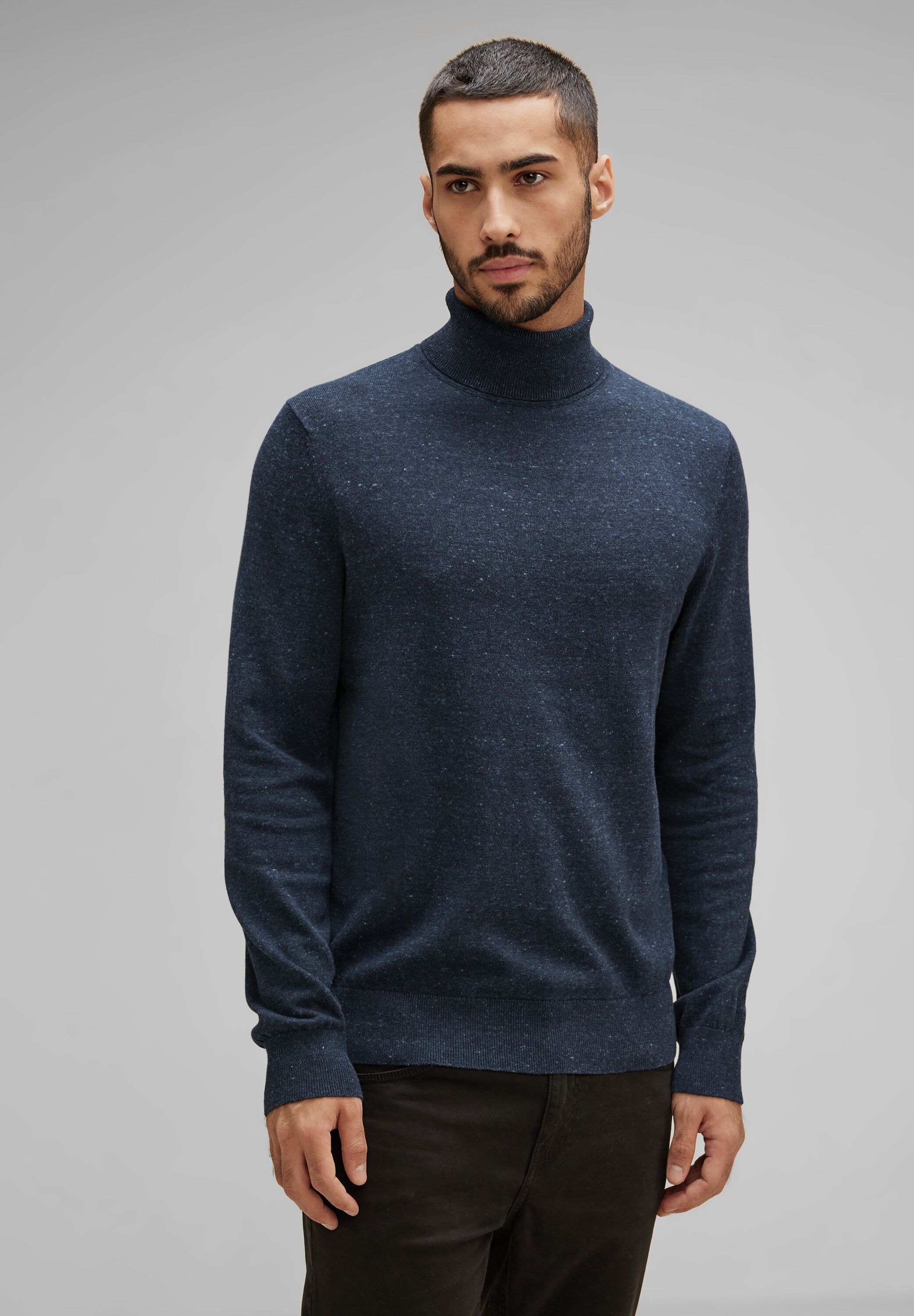 STREET ONE MEN Rollkragenpullover, in Melange Optik