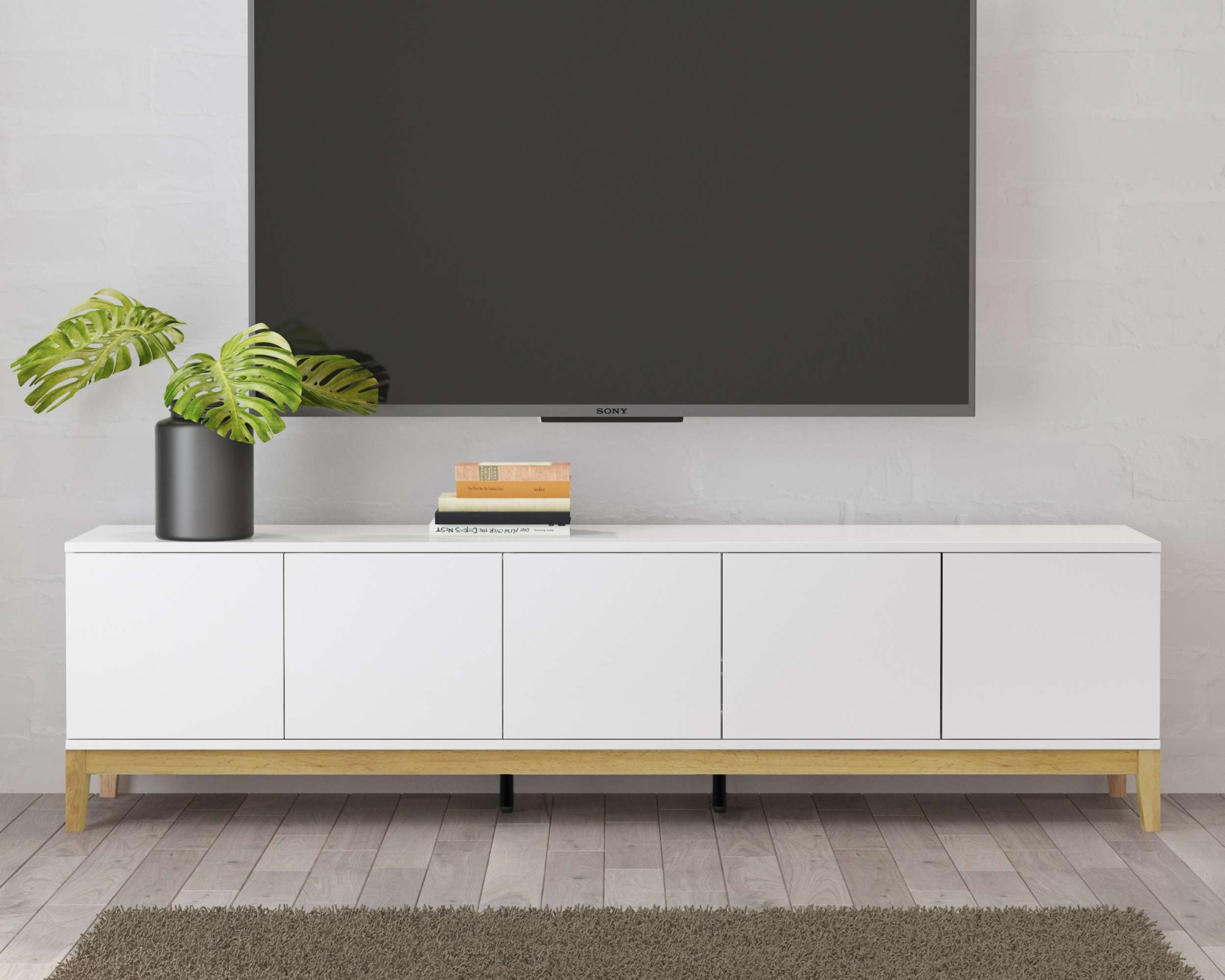 andas Lowboard »Maryd« TV-Kommode mit Kabeldurchführung, Push-to-Open Funktion, Breite 200 cm