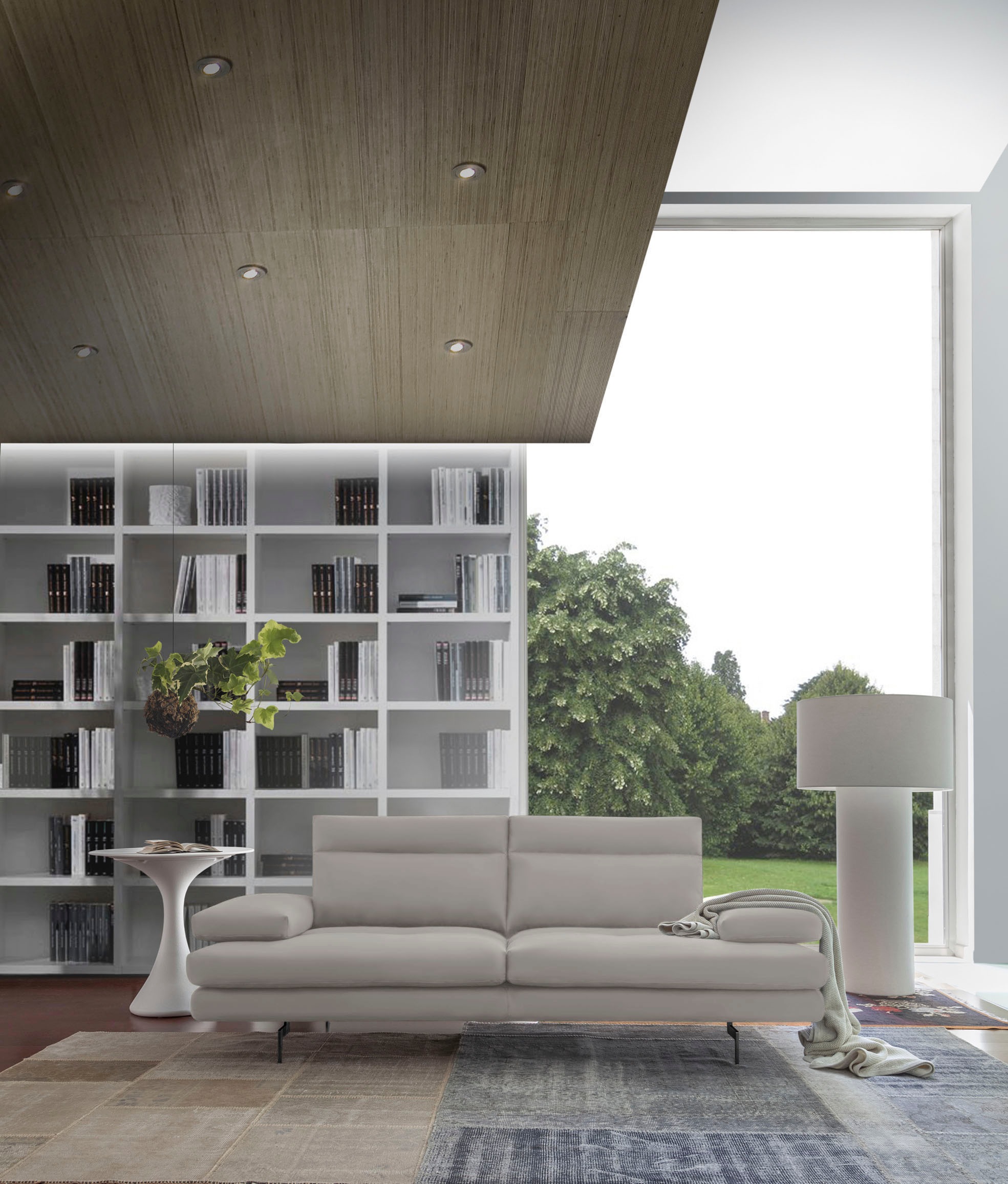 CALIA ITALIA 3-Sitzer "Toby Wing, 208 cm breit, Designsofa, hochwertige Verarbeitungsdetails" inkl. Sitztiefenverstellung und Armteilfunktion, Füße in Schwarz matt