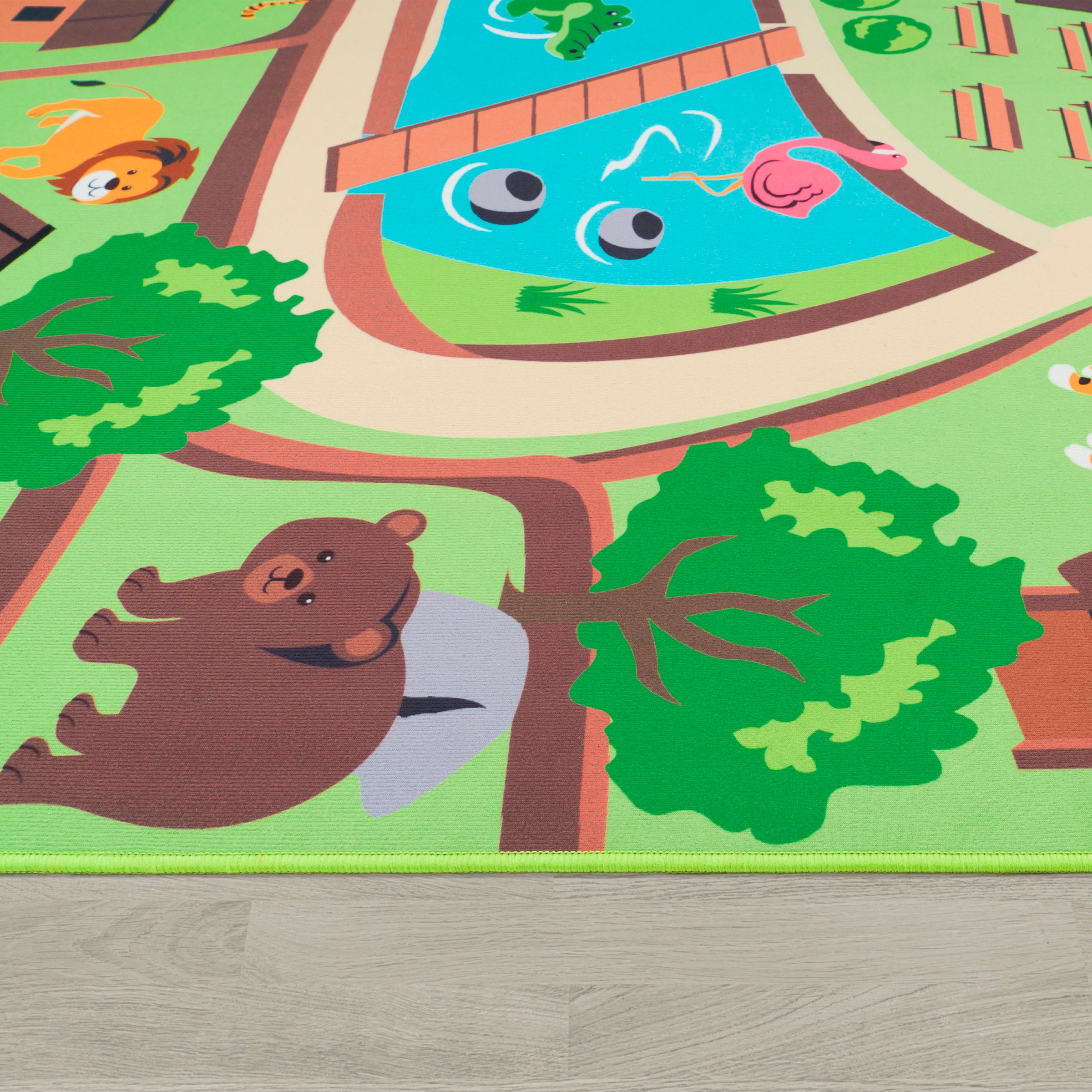 Kinderteppich PACO HOME "Bino 563", beige, B:80cm H:4mm L:150cm, Polyester, Teppiche, Kinderteppich, Kurzflor, Straßen-Spiel-Teppich, Motiv Zoo, Kinderzimmer 2
