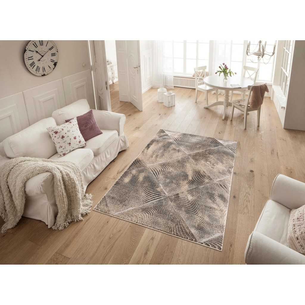 Home affaire Teppich »Falco«, rechteckig, mit Glanzgarn, Kurzflor, idealer Teppich für Wohnzimmer & Schlafzimmer