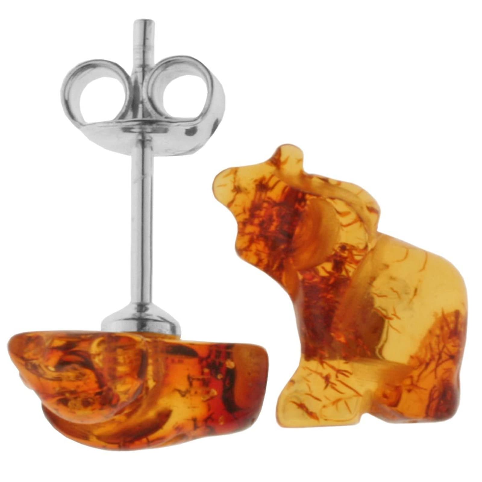 Paar Ohrstecker OSTSEE-SCHMUCK "- kleiner Elefant - Silber 925/000 - Bernstein" Gr. 12, silber (silber 925, silberfarben, weiß), Ohrringe, Damen, Silber 925 (Sterlingsilber)