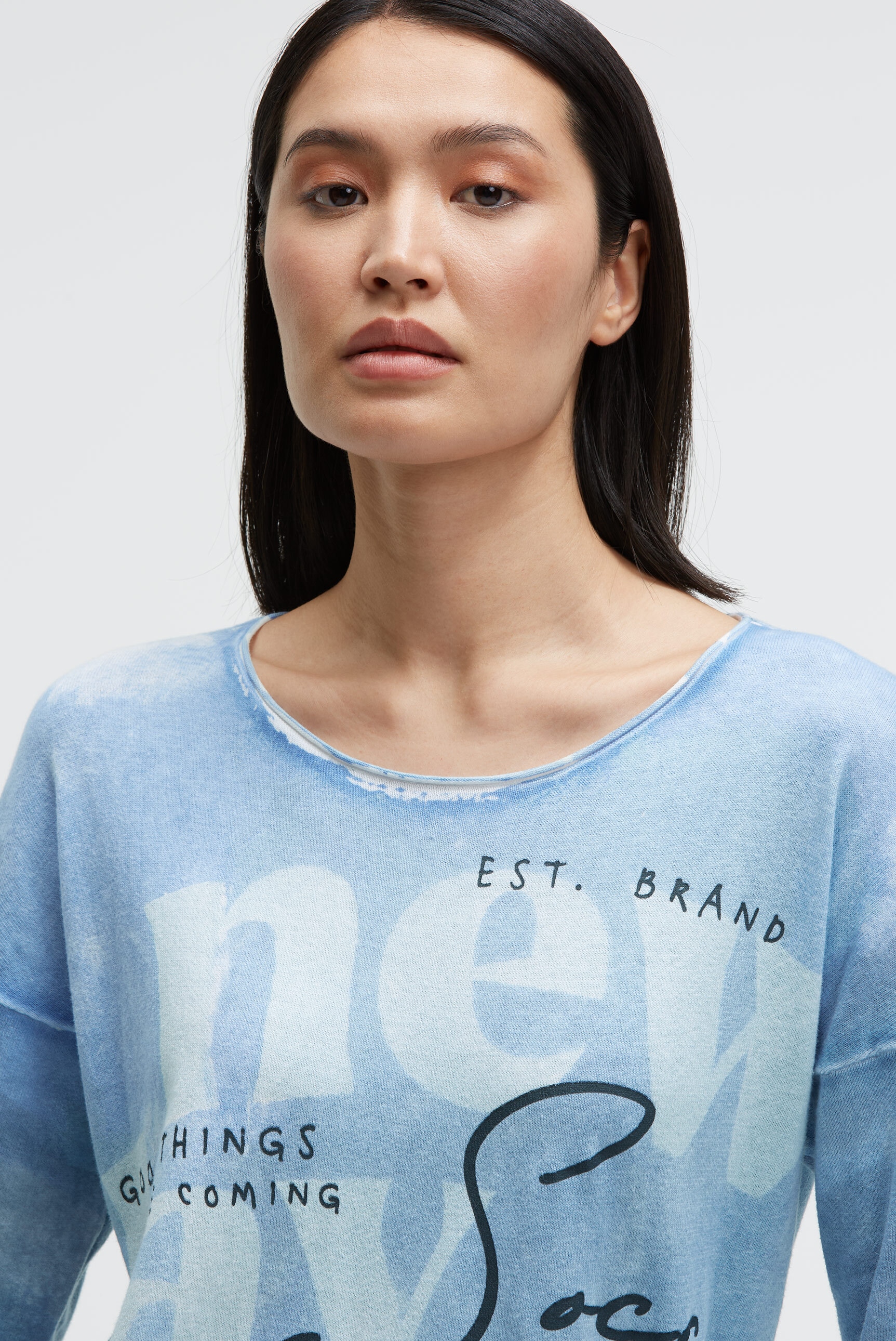 SOCCX Rundhalspullover mit Rollsäumen