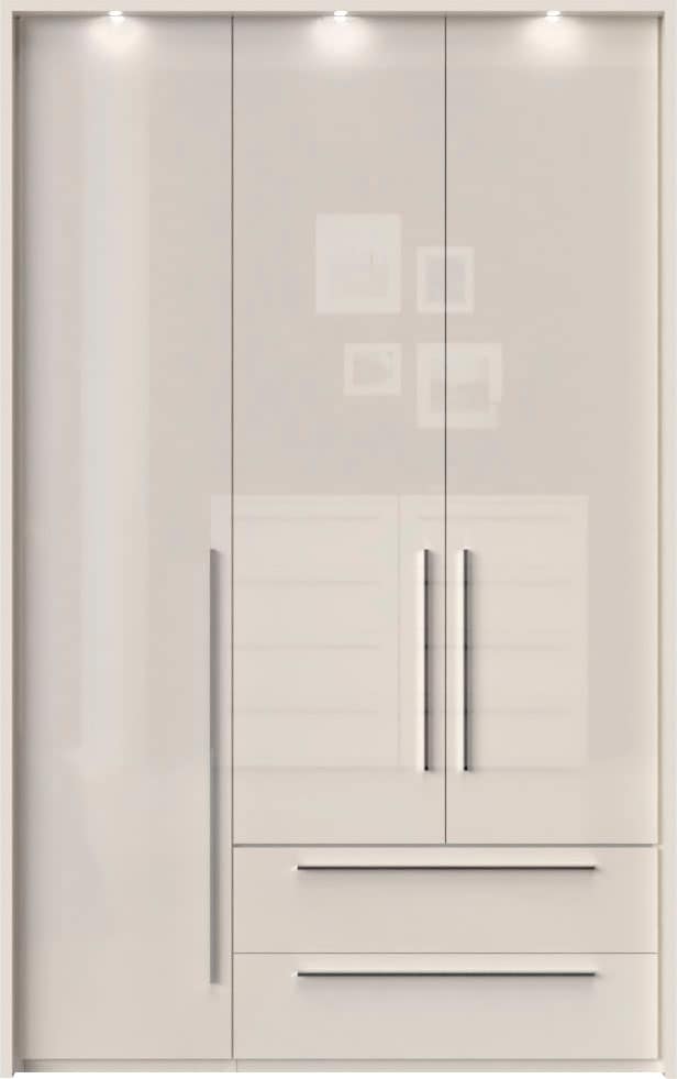 OTTO home Drehtürenschrank "Piano, inklusive Rahmen und Beleuchtung, soft-close-Funktion" viele Breiten zur Auswahl, 226cm hoch, mit jeweils 2 Schubladen, beige oder weiß, UV lackiert, Hochglanzfronten, FSC-zertifiziert