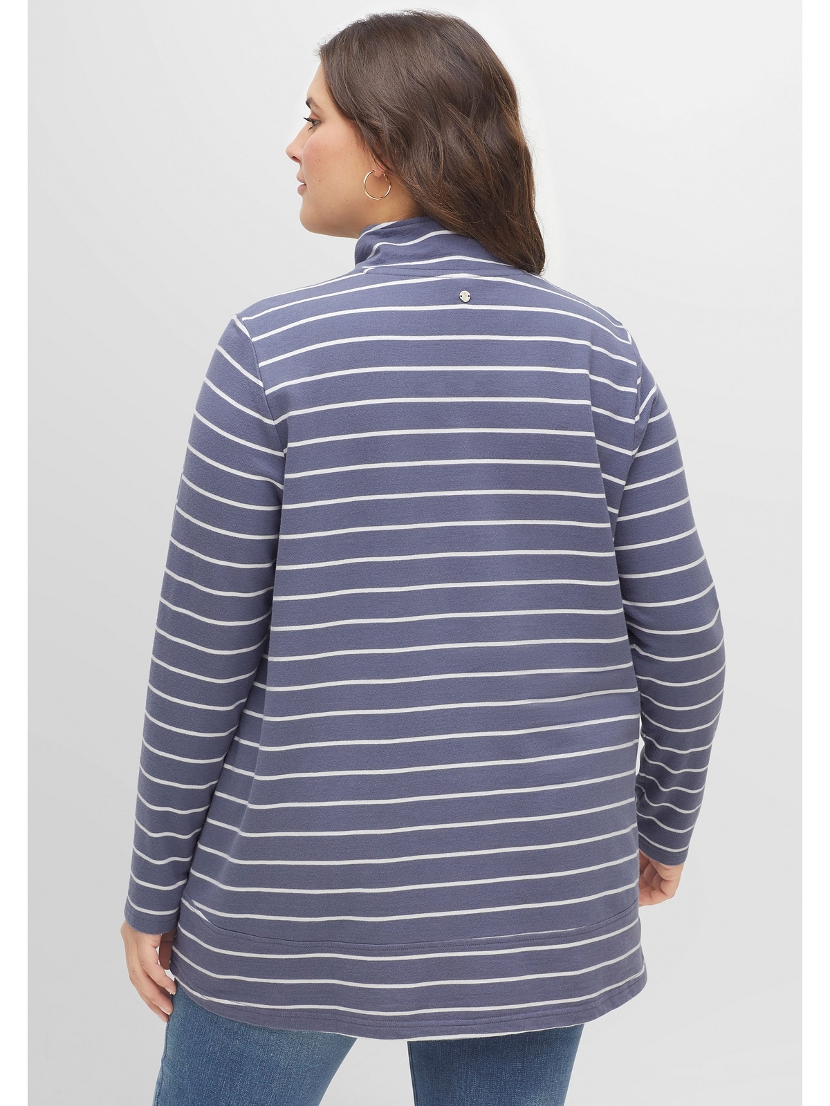 Größen«, in | Troyerkragen Sweatshirt mit Ringeln BAUR A-Linie, »Große bestellen und Sheego für