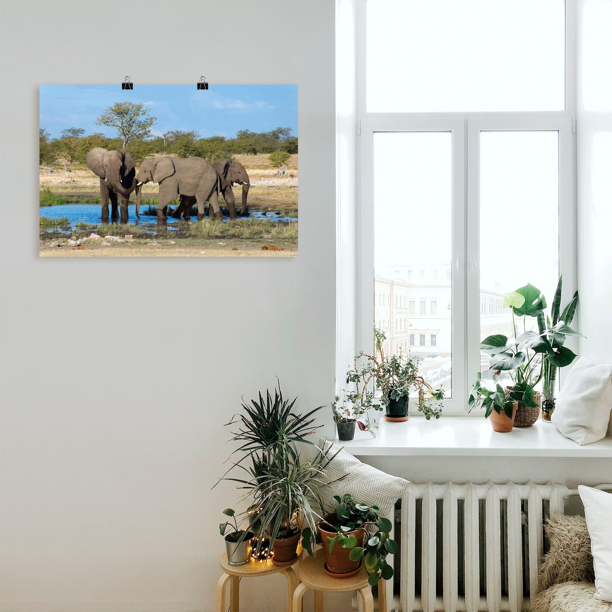 Artland Wandbild »Afrikanischer Elefant EtoshaNationalpark«, Elefanten Bilder, (1 St.), als Leinwandbild, Wandaufkleber in verschied. Größen