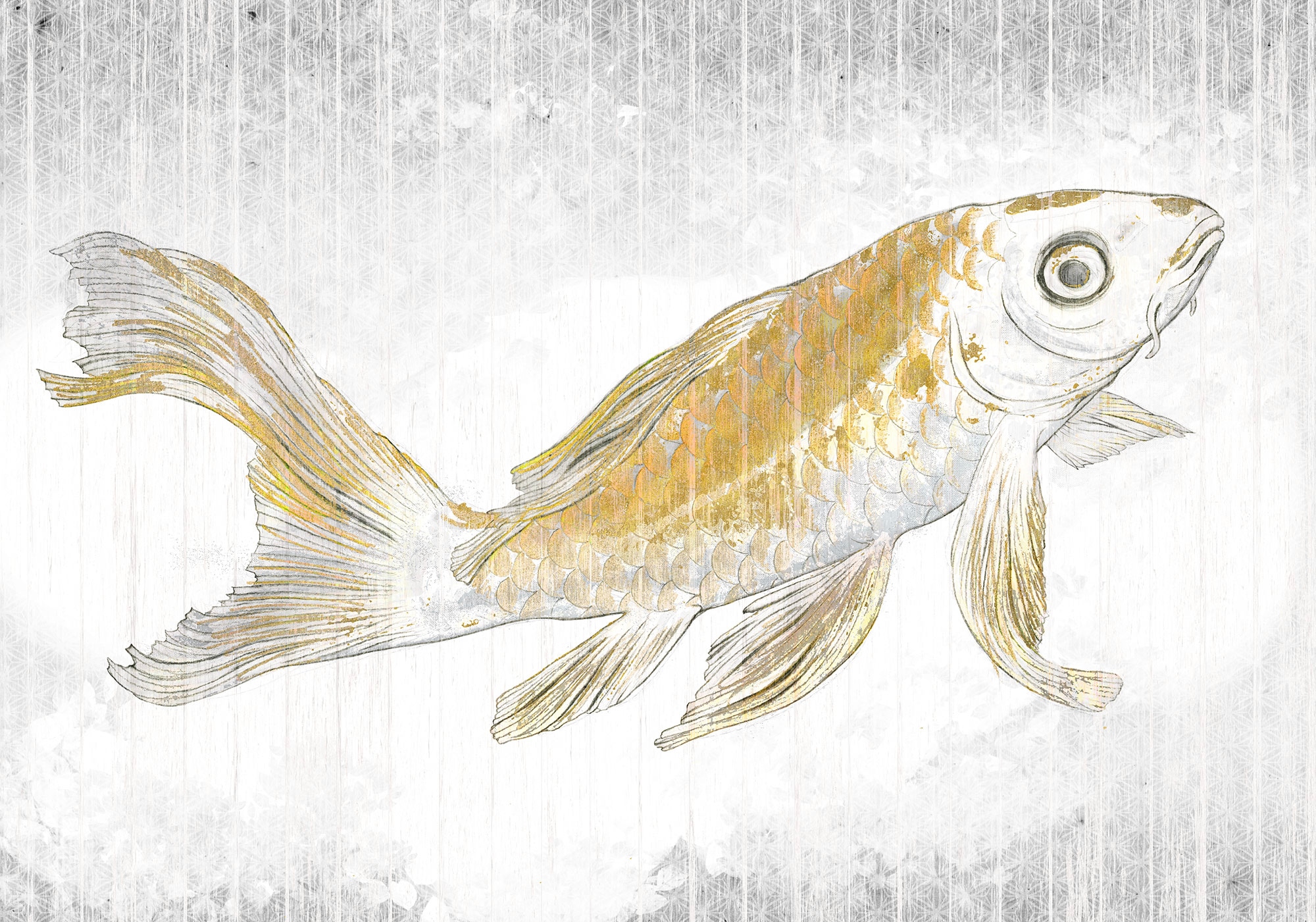 Komar Vliestapete "Golden Koi", 400x280 cm (Breite x Höhe)