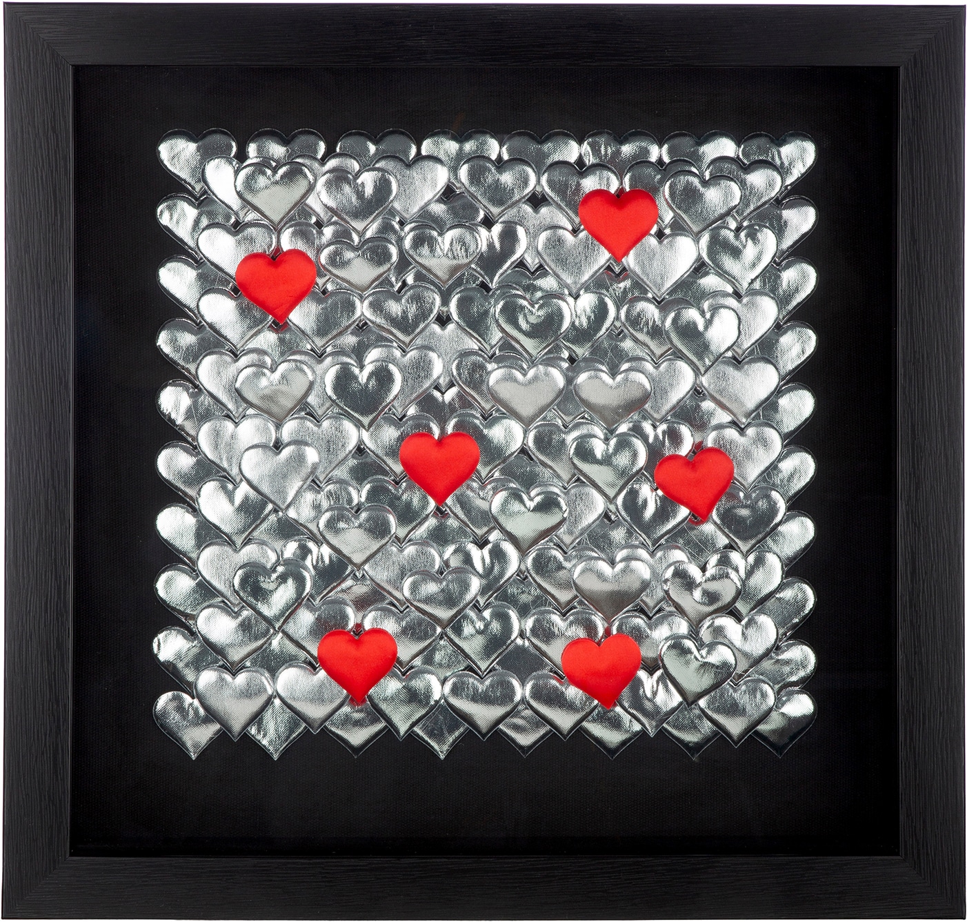 GILDE Metallbild "Bild quadratisch Heart schwarz" Herzen 1 Stk. tlg. Herzbild Wanddekoration romantisch modern 3D-Optik Wohnaccessoire