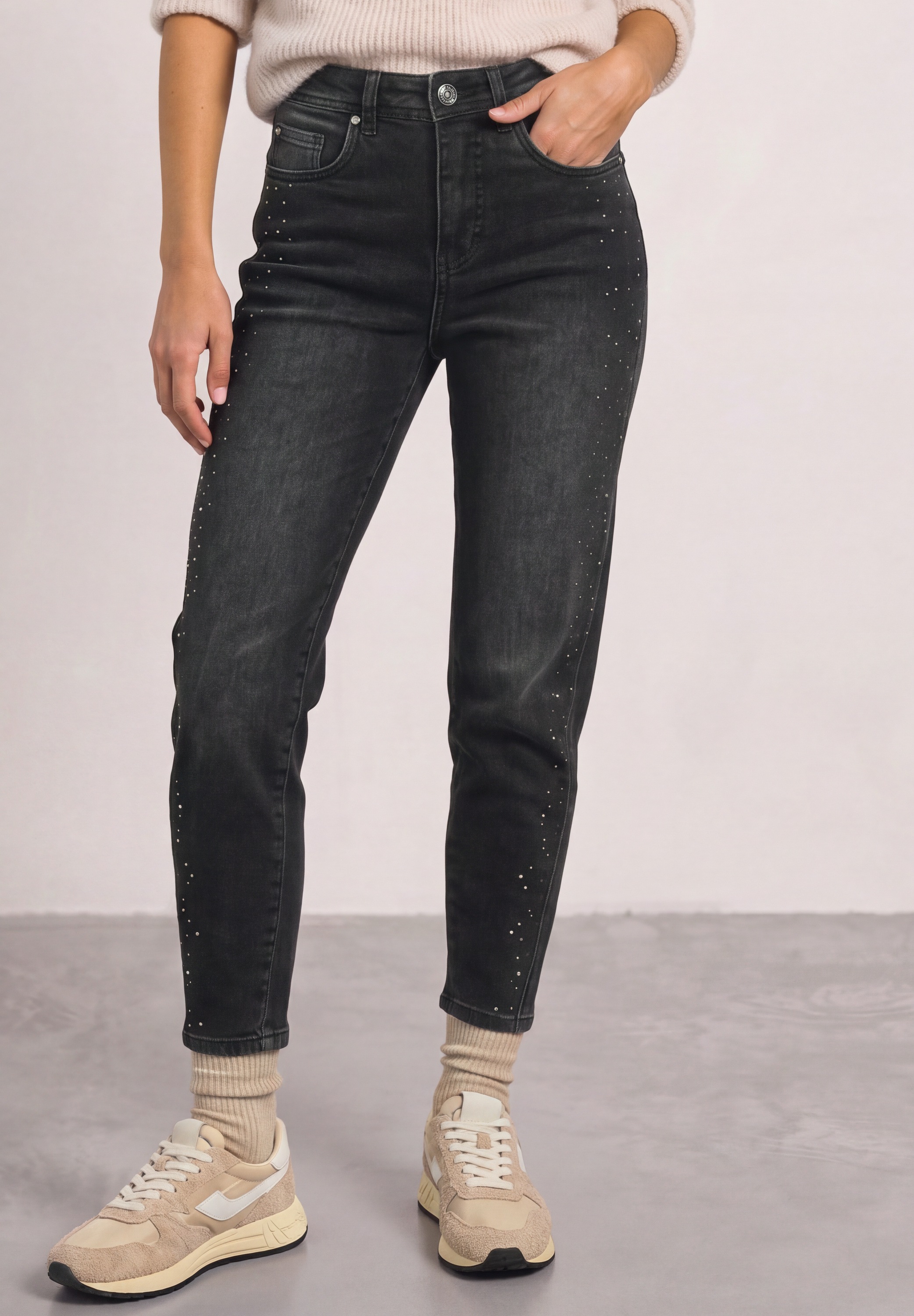 STREET ONE Loose-fit-Jeans mit Glitzerdetails