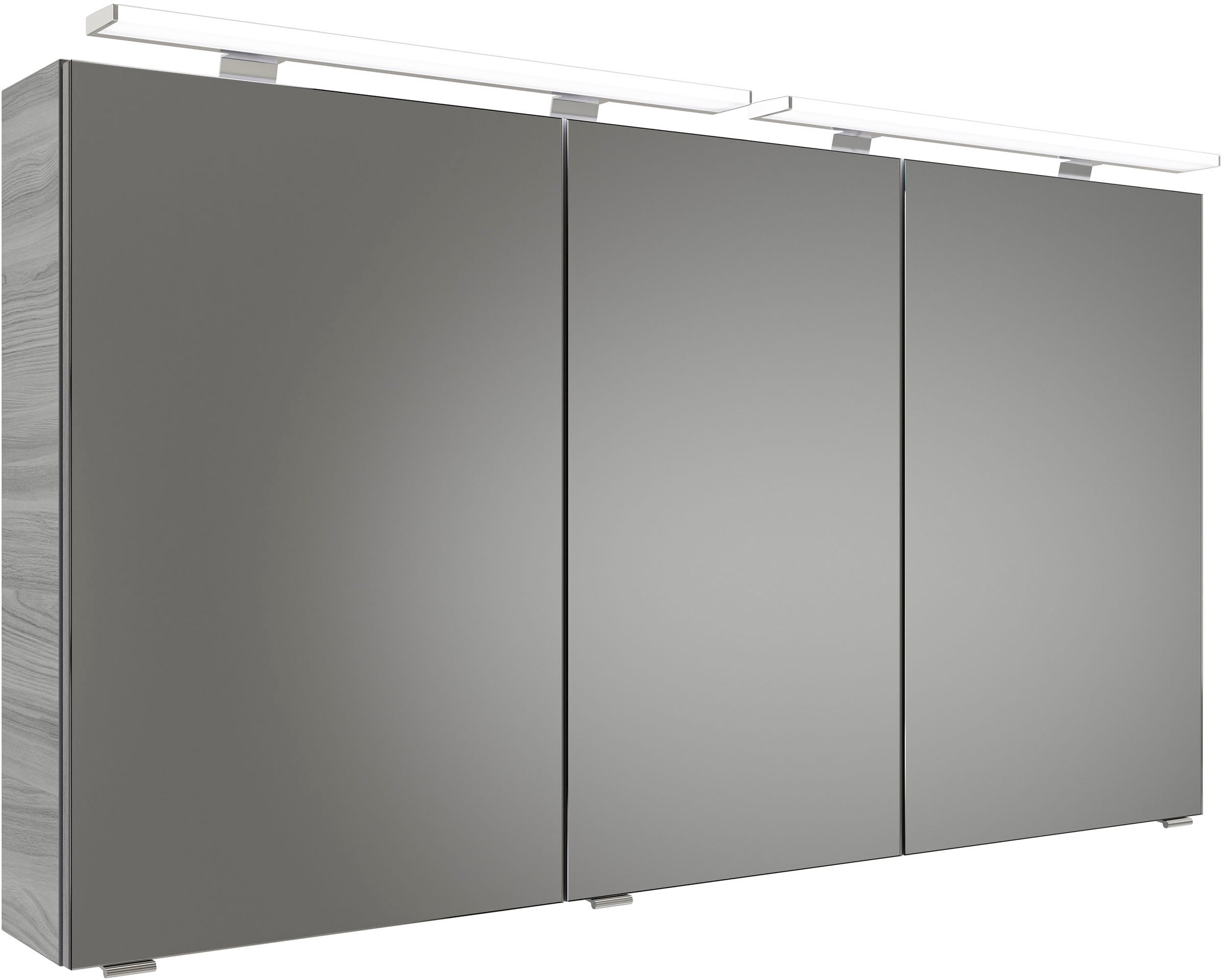 Saphir Badmöbel-Set »Serie 6025 2-teilig Mineralmarmor-Waschtisch mit LED-Spiegelschrank«, (2 St.), Waschplatz 132cm breit, 4 Schubladen, 2 Spiegel-Türen, inkl Türdämpfer