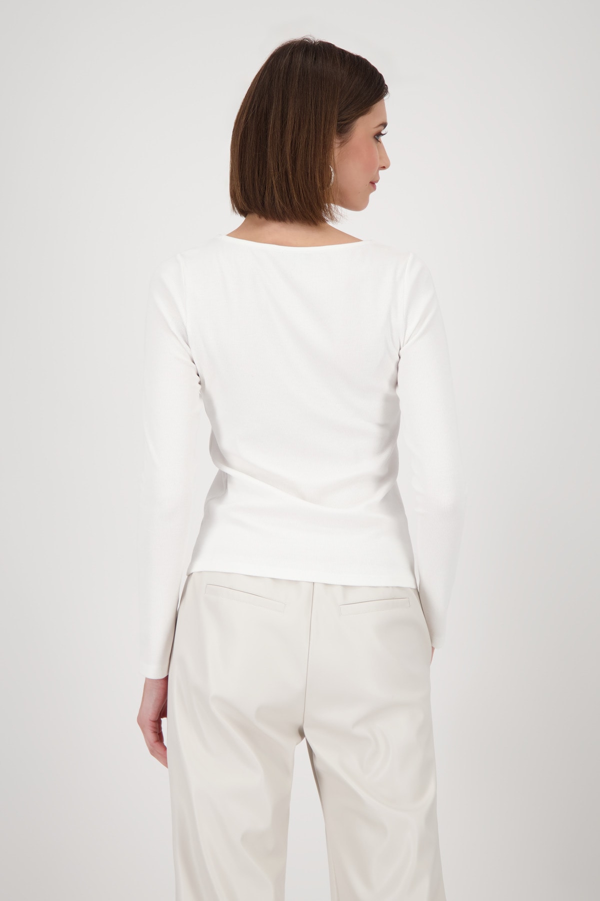 Monari Langarmshirt »Shirt Rippe + Schmuck«, Mit Rundhalsausschnitt