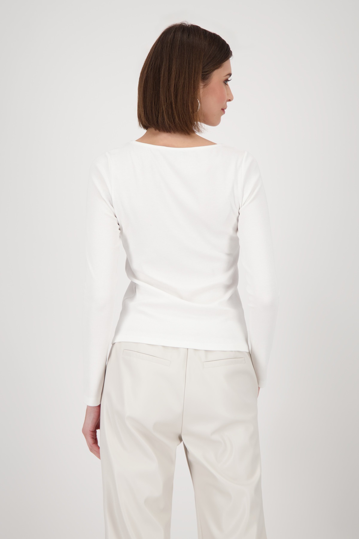 Monari Langarmshirt "Shirt Rippe + Schmuck", Mit Rundhalsausschnitt günstig online kaufen