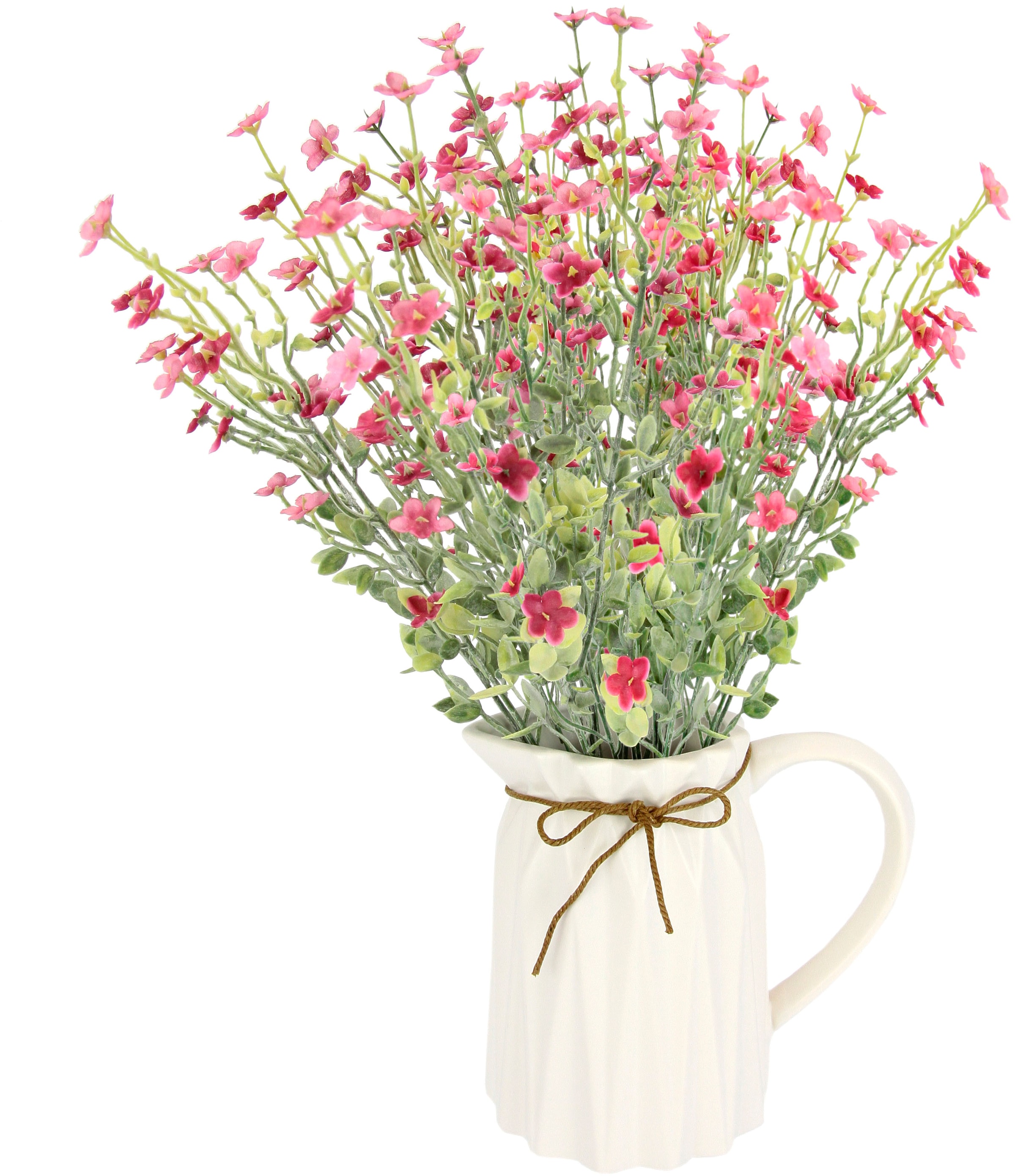 Kunstblume »Blütenbusch«, Im Keramik-Krug mit Schleife