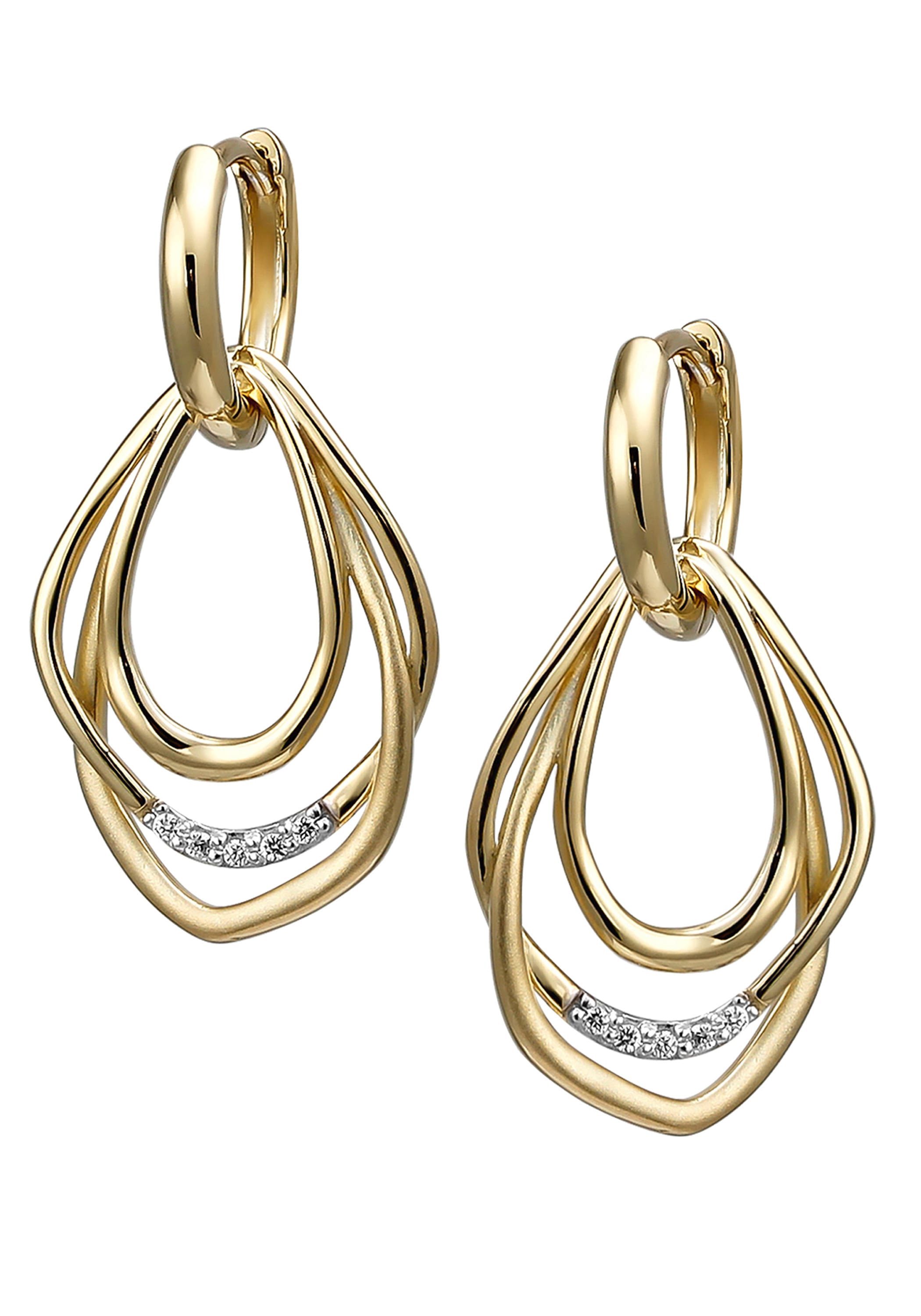 Silber Paar »Ohrringe Zirkonia« JOBO mit 925 vergoldet Creolen 10