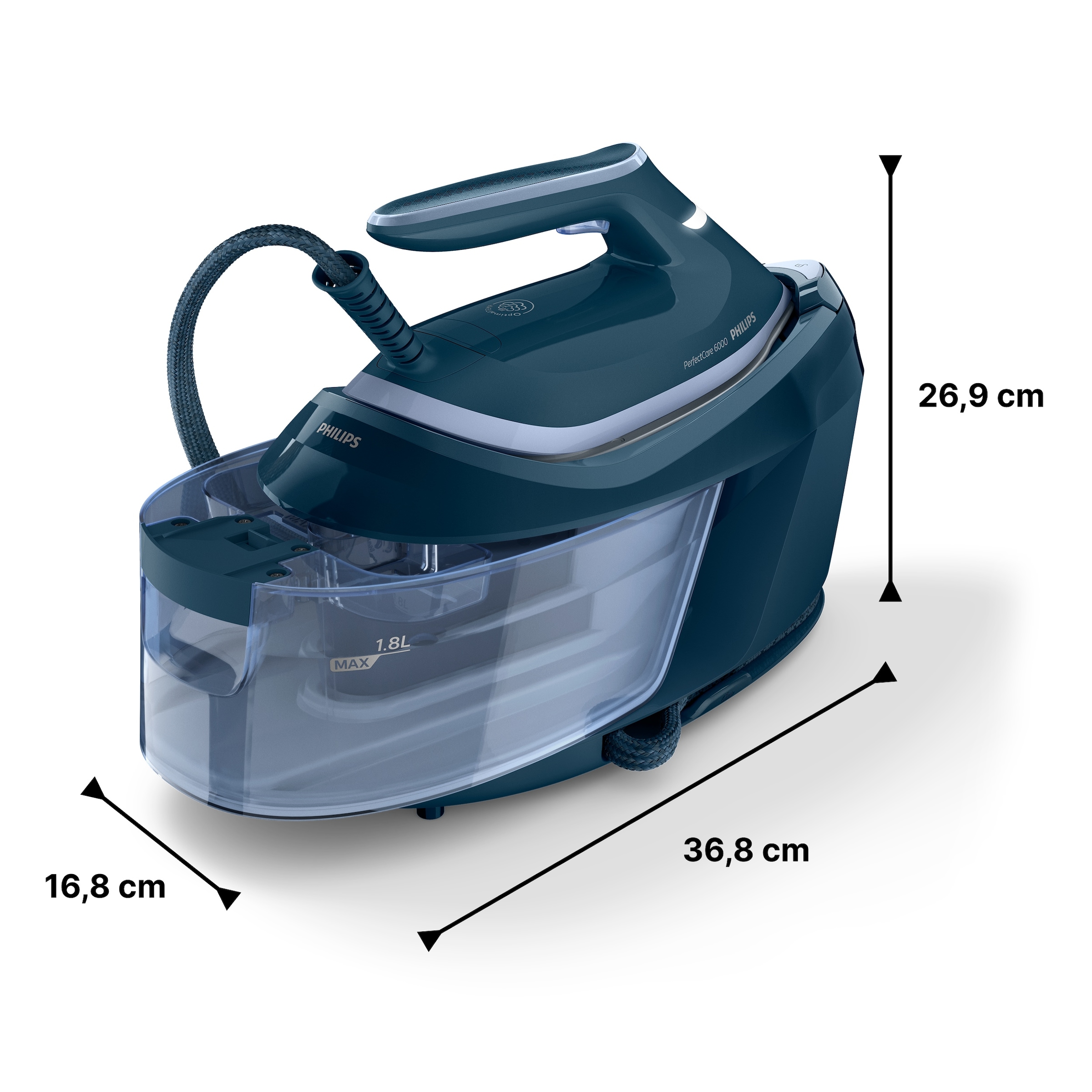 Philips Dampfbügelstation »PerfectCare 6000 Series PSG6023/20, Dunkelblau« 1.800 ml Wassertank 2.400 Watt, OptimalTemp & SteamGlide Plus Bügelsohle, 500gr Dampfstoß