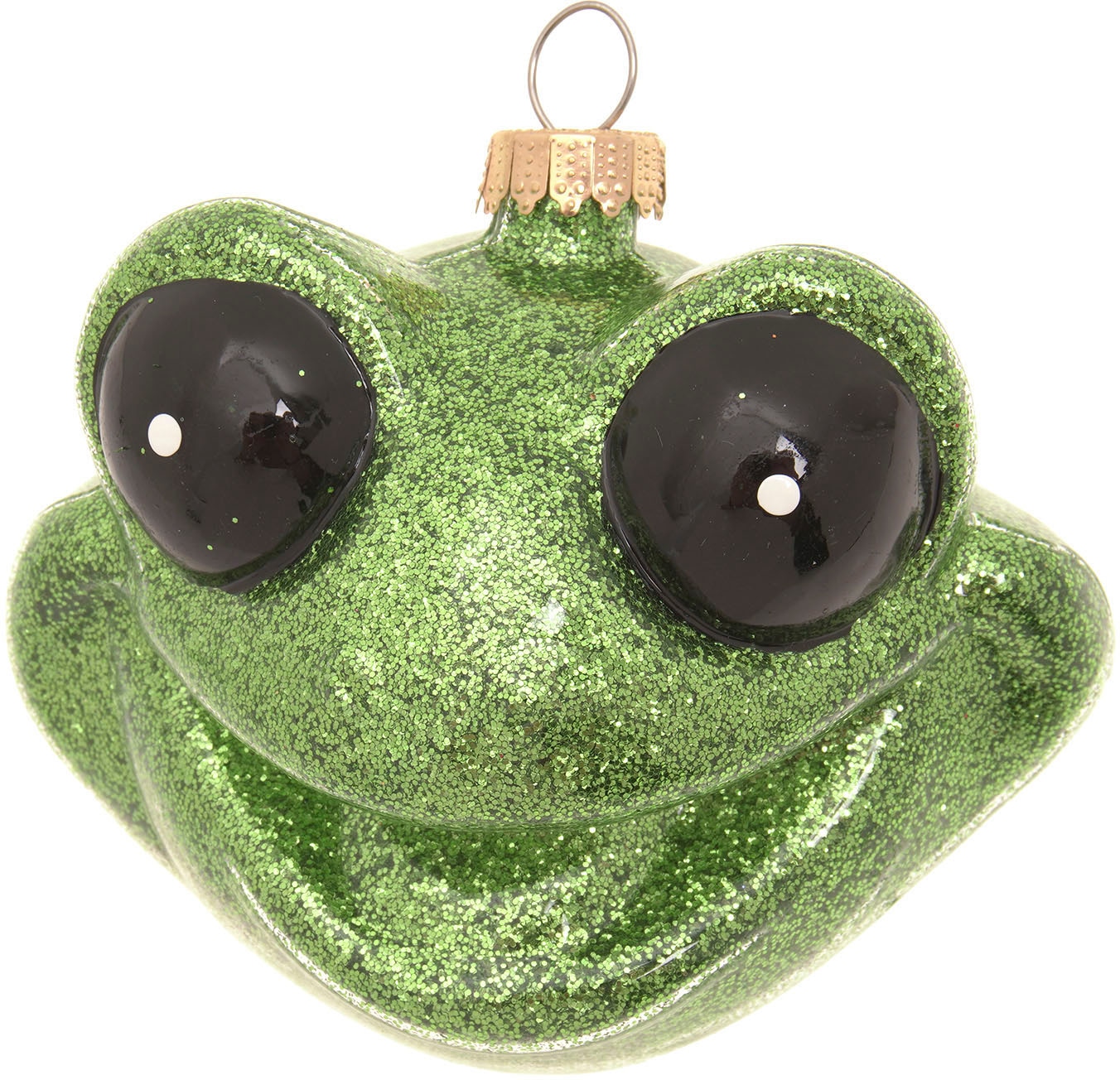 Christbaumschmuck »Frosch-Kopf, Grün, Glitterfinish«, (1 tlg.), Christbaumschmuck aus...