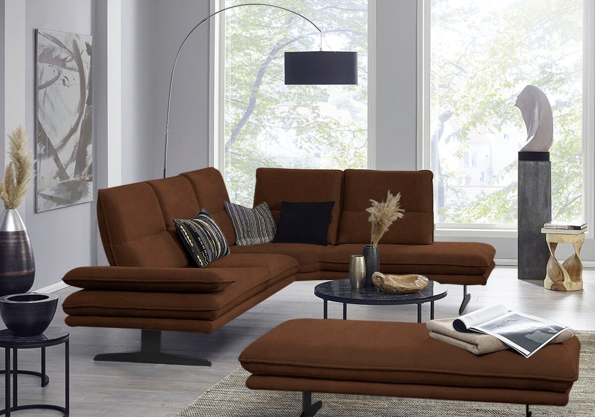 W.SCHILLIG Ecksofa "broadway, Designsofa, toller Sitzkomfort, zeitlos, elegant, L-Form" Sitztiefenverstellung, Kopfteil- & Seitenteilverstellung, Breite 284cm