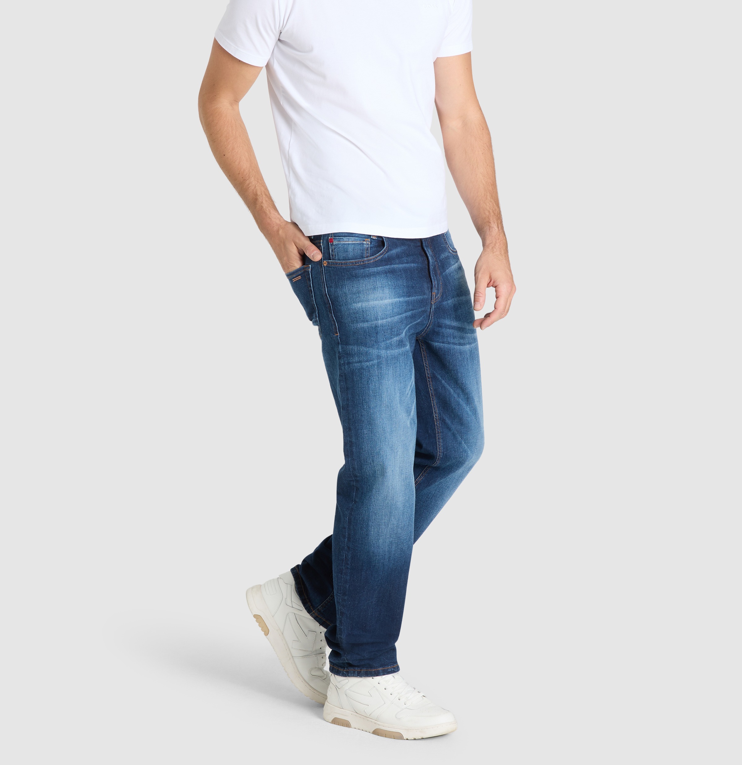 Regular-fit-Jeans MAC "Rick", Herren, Gr. 36, Länge 30, blau (dunkelblau authenic 3d use), Denim/Jeans, Obermaterial: 99% Baumwolle, 1% Elasthan, unifarben, regular fit knöchellang, Jeans, im Five-Pocket Style 3