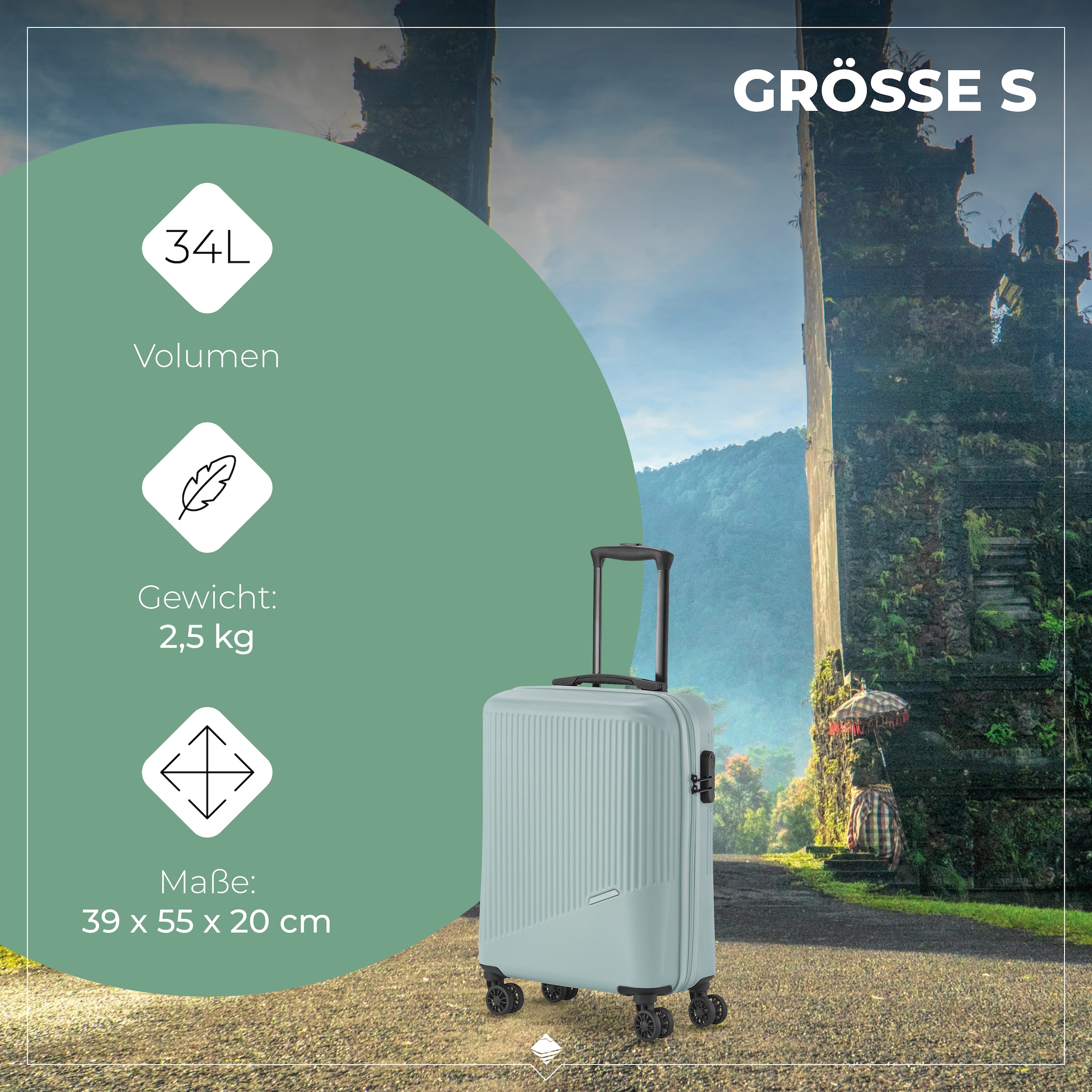 travelite Trolleyset »BALI 4w L/M/S«, (Set, 3 tlg., Hartschalen Trolley Set), Kofferset Reisegepäck Reisekoffer Hartschallenkoffer TSA Schloss