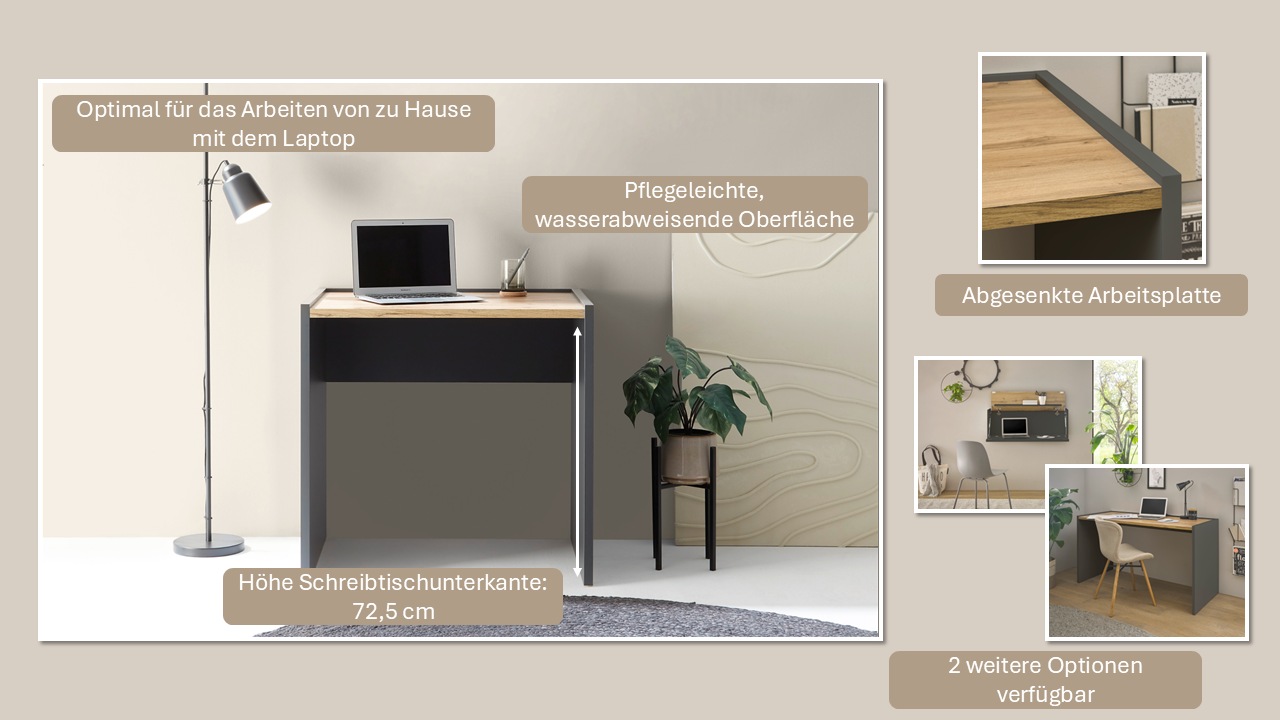 INOSIGN Büromöbel-Set »CITY/GiRON, modernes Design, Homeoff., Büro in zwei Farben/Wotan Eiche«, (Set, 3 tlg.), enthält Unterschrank, Kommode, Schreibtisch, wohnliches Home Office