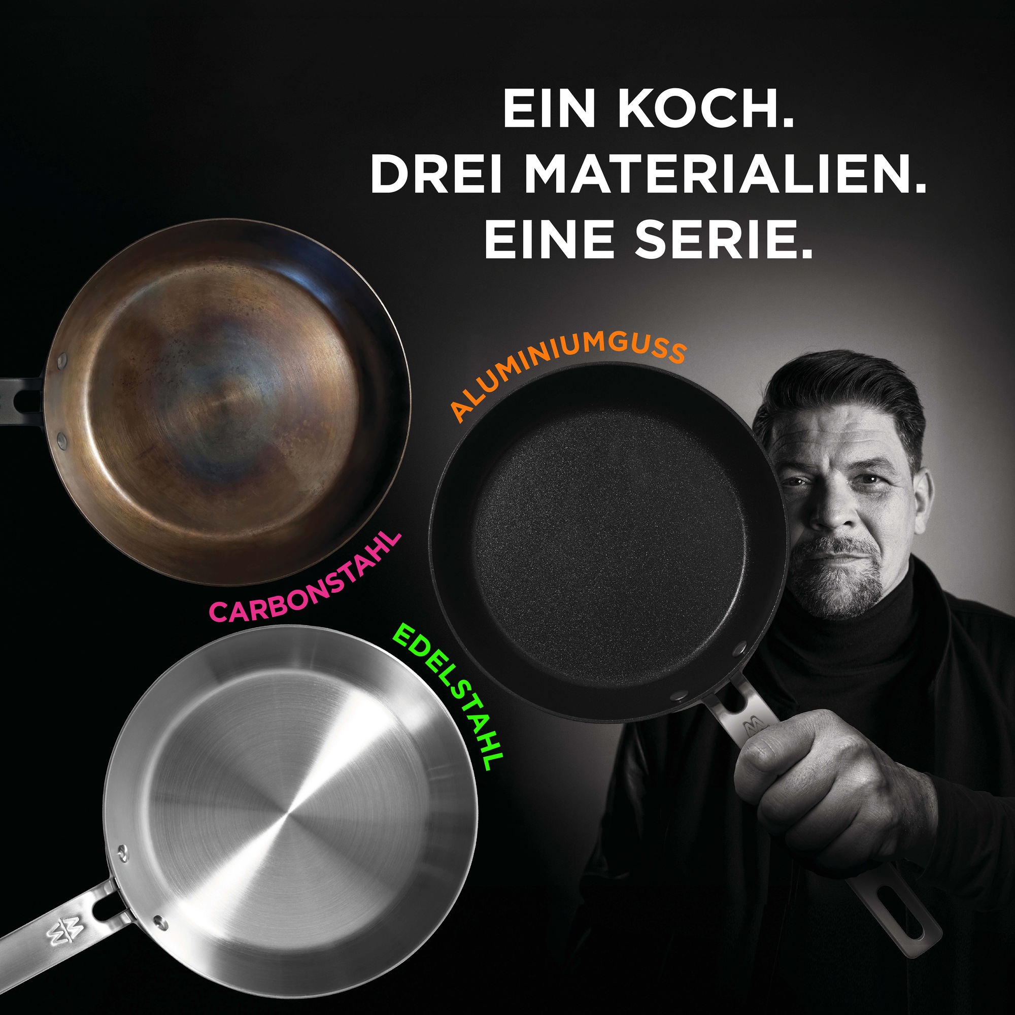 WOLL Bratpfanne »MÄLZERxWOLL Bratpfanne,5-ply Edelstahl, unbeschichtet, Induktion« Edelstahl 18/10 1 tlg. Genieterer Stiel, Ofenfest, Spülmaschinengeeignet, 4-5cm hoch