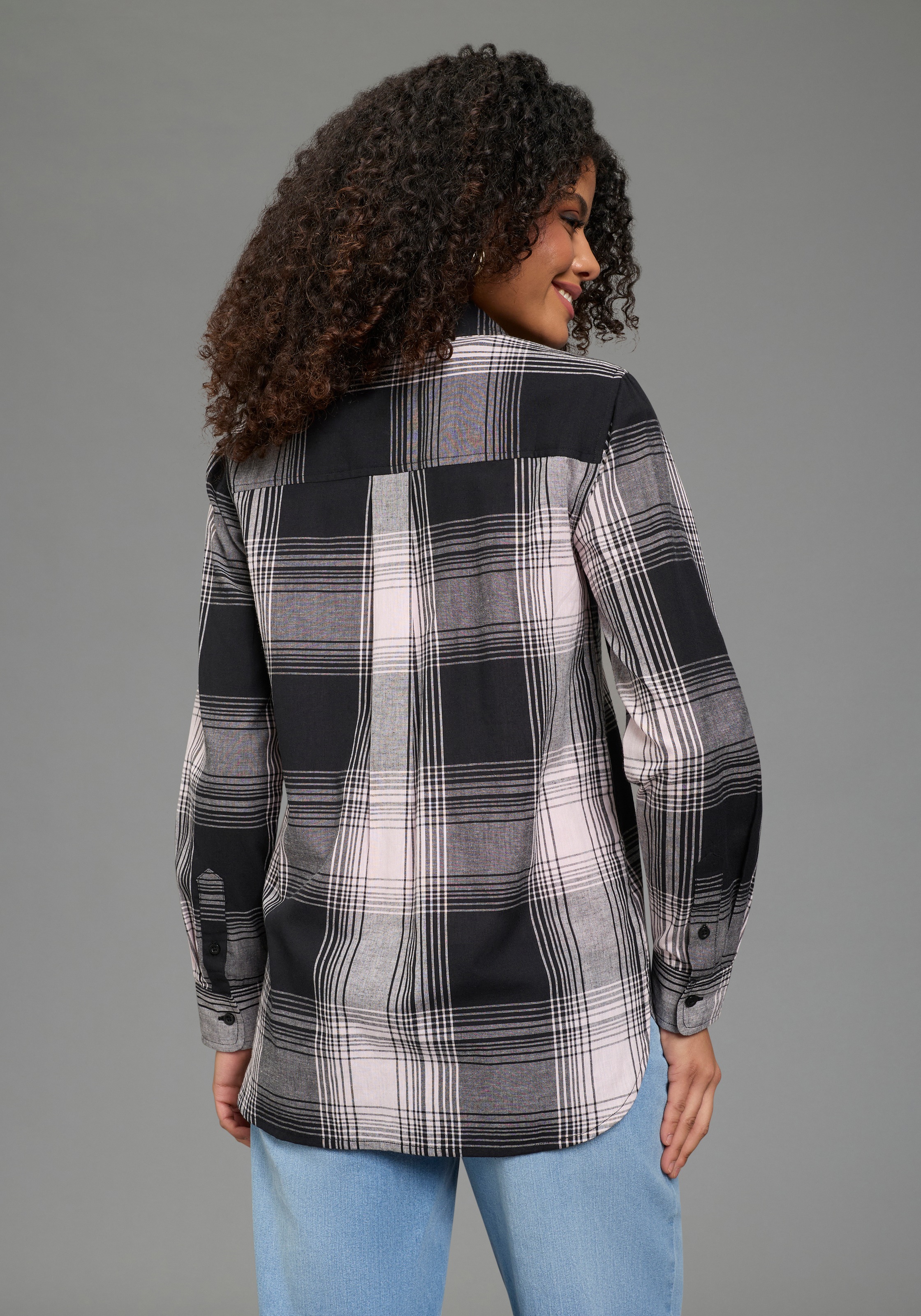 Laura Scott Karobluse klassische Bluse, kariertes Muster, aus leichter Web- günstig online kaufen