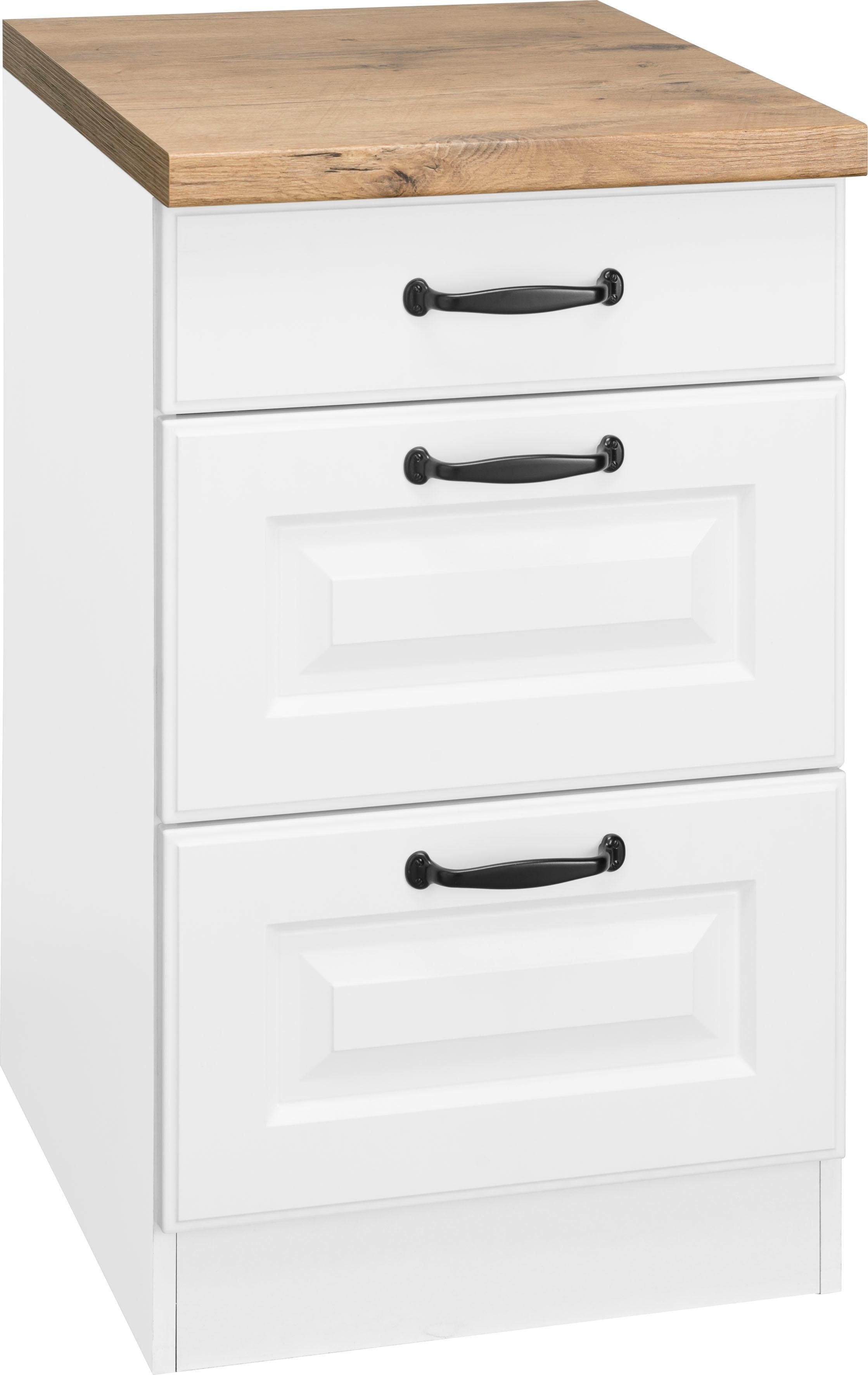 wiho Küchen Unterschrank "Erla" 50 cm breit, mit 2 großen Auszügen, inkl. Arbeitsplatte