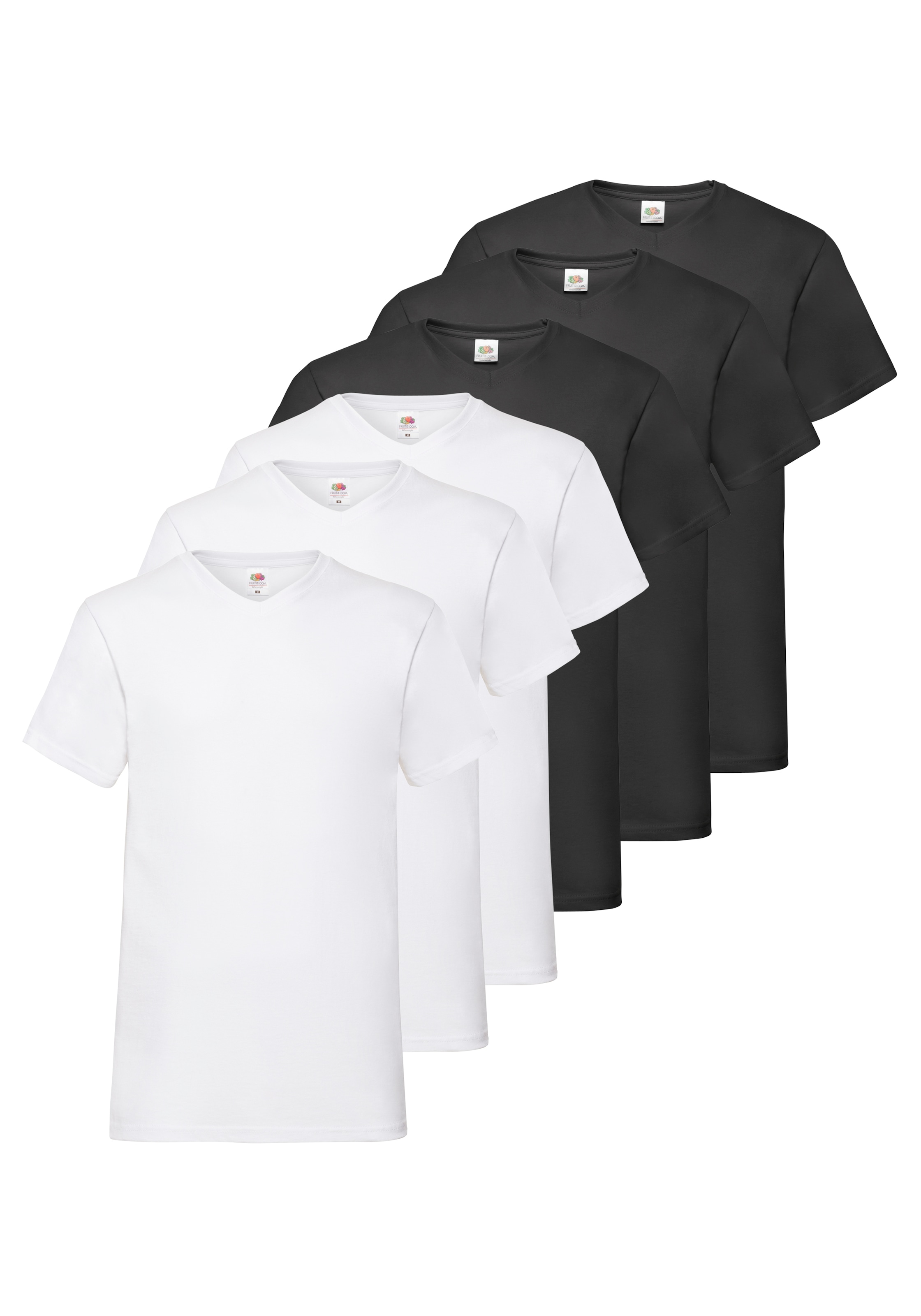 Fruit of the Loom T-Shirt Packung, 6 Stk. aus Baumwolle, V-Ausschnitt, 6-te günstig online kaufen