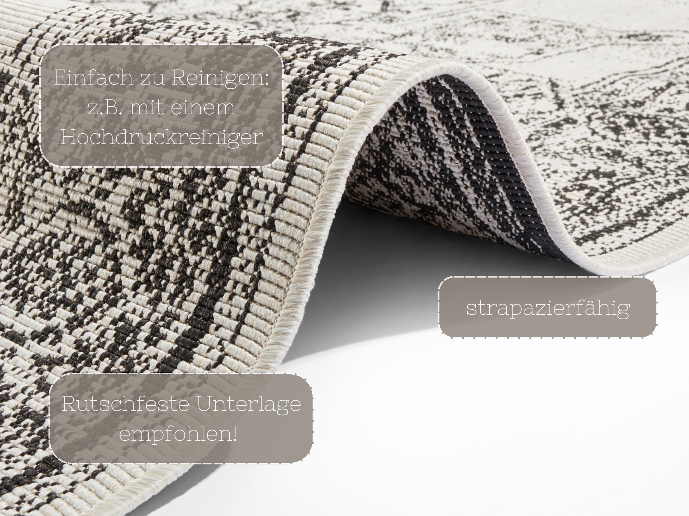 NORTHRUGS Teppich »Borbon Wendeteppich«, rechteckig, 5 mm Höhe, In-& Outdoor, Wetterfest, Balkon, Garten, Wohnzimmer, Wasserfest