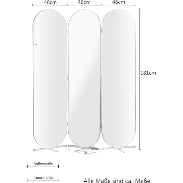 Guido Maria Kretschmer Home&Living Raumteiler, ovale Spiegelflächen,  Rückseite mit Samtvelours Bezug, Breite 138,5 cm | BAUR